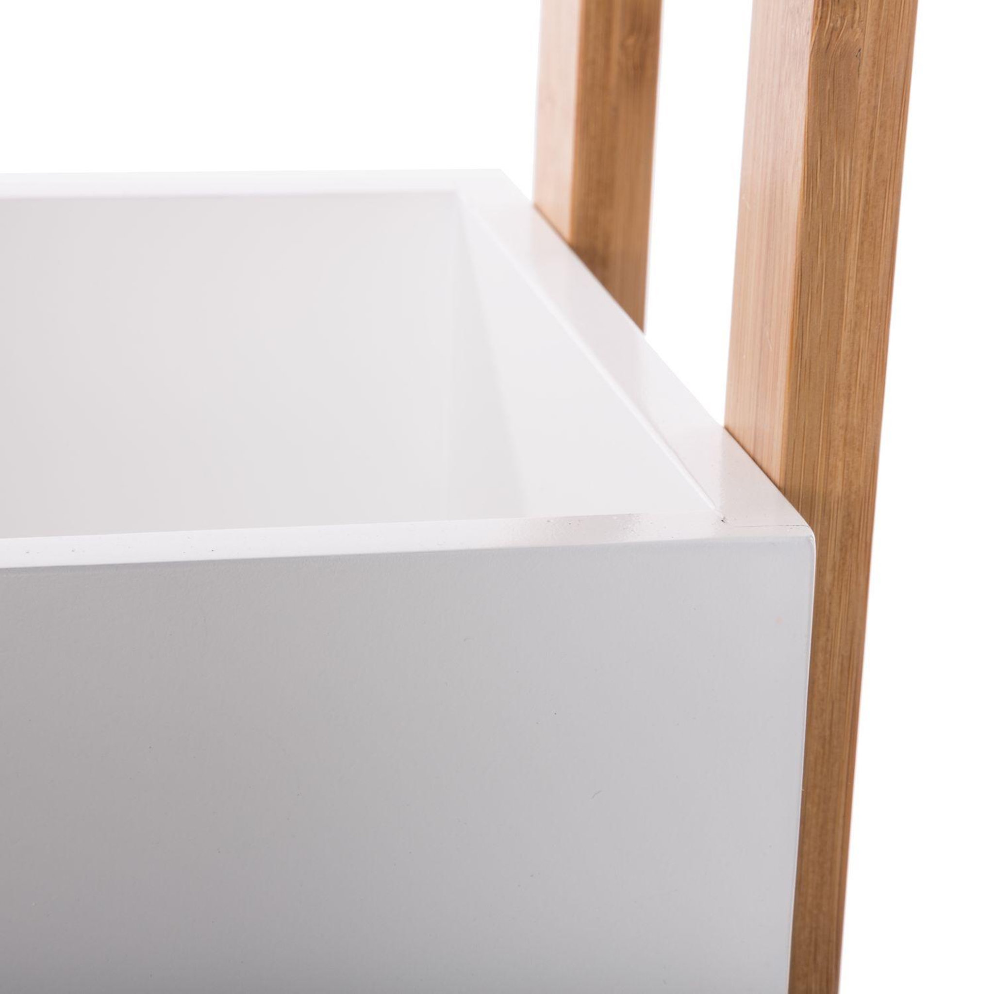 Voir la diapositive 2 : FIVE Desserte en bambou 3 niveaux Lea - L. 38 x H. 80 cm - Blanc