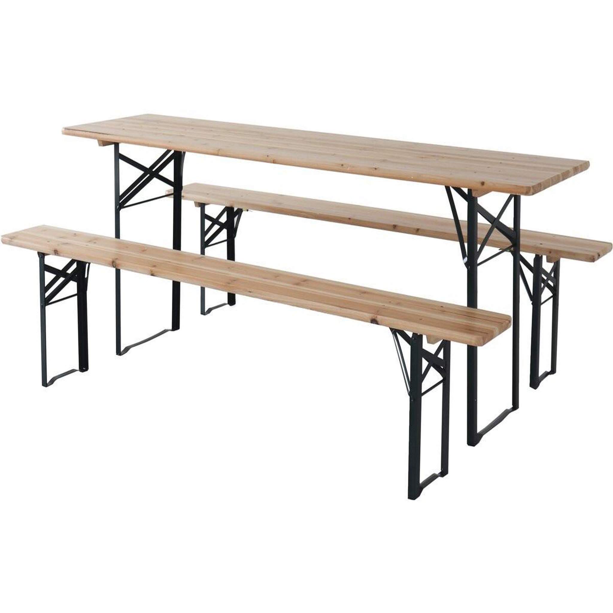 Habitat et Jardin Table de jardin brasserie pliante avec 2 bancs   lisbonne   - 218 x 59,5 x 75 cm -  marron