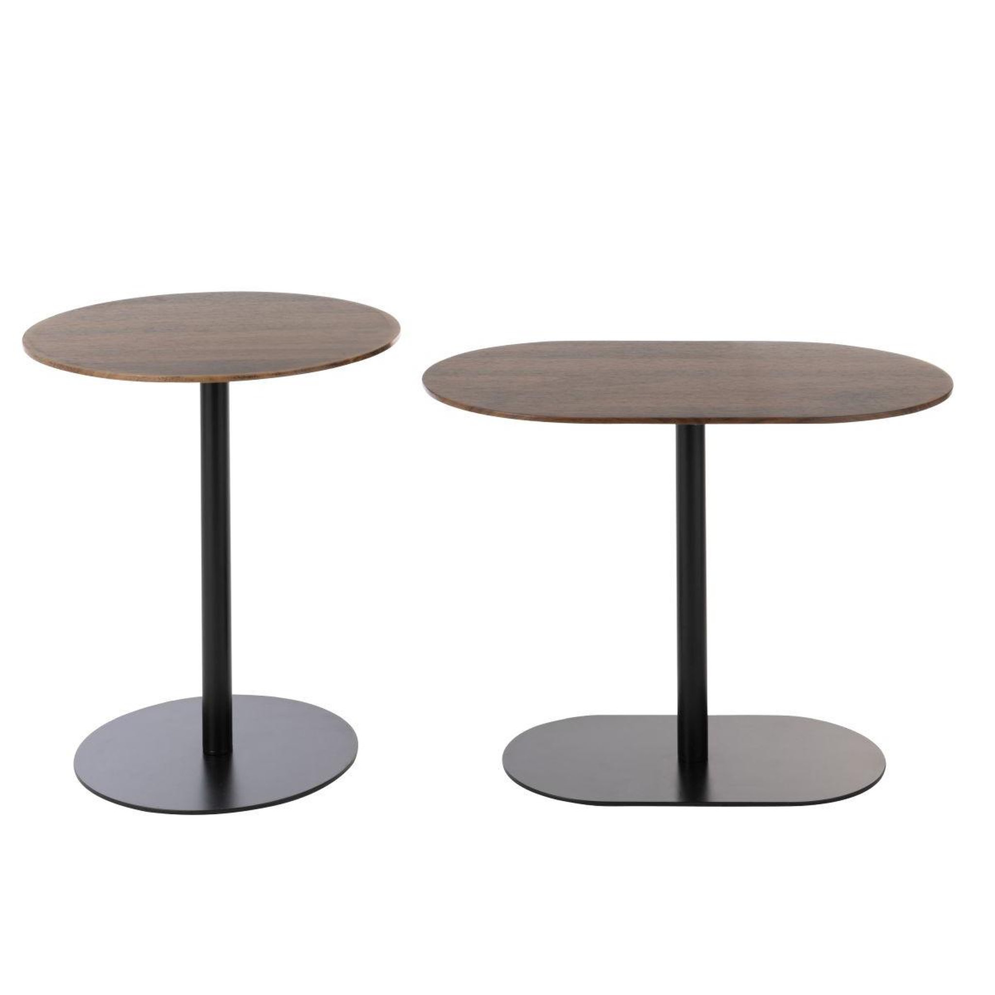 Voir la diapositive 2 : J-LINE Lot de 2 Tables d'Appoint  Fay  55cm Noir & Marron