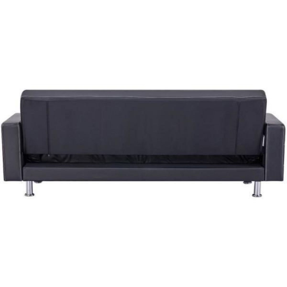 MARKET24 Canapé Droit Clic clac convertible 3 places IVANA - PU Noir - Style contemporain - L 208 x P 86 x H 80 cm