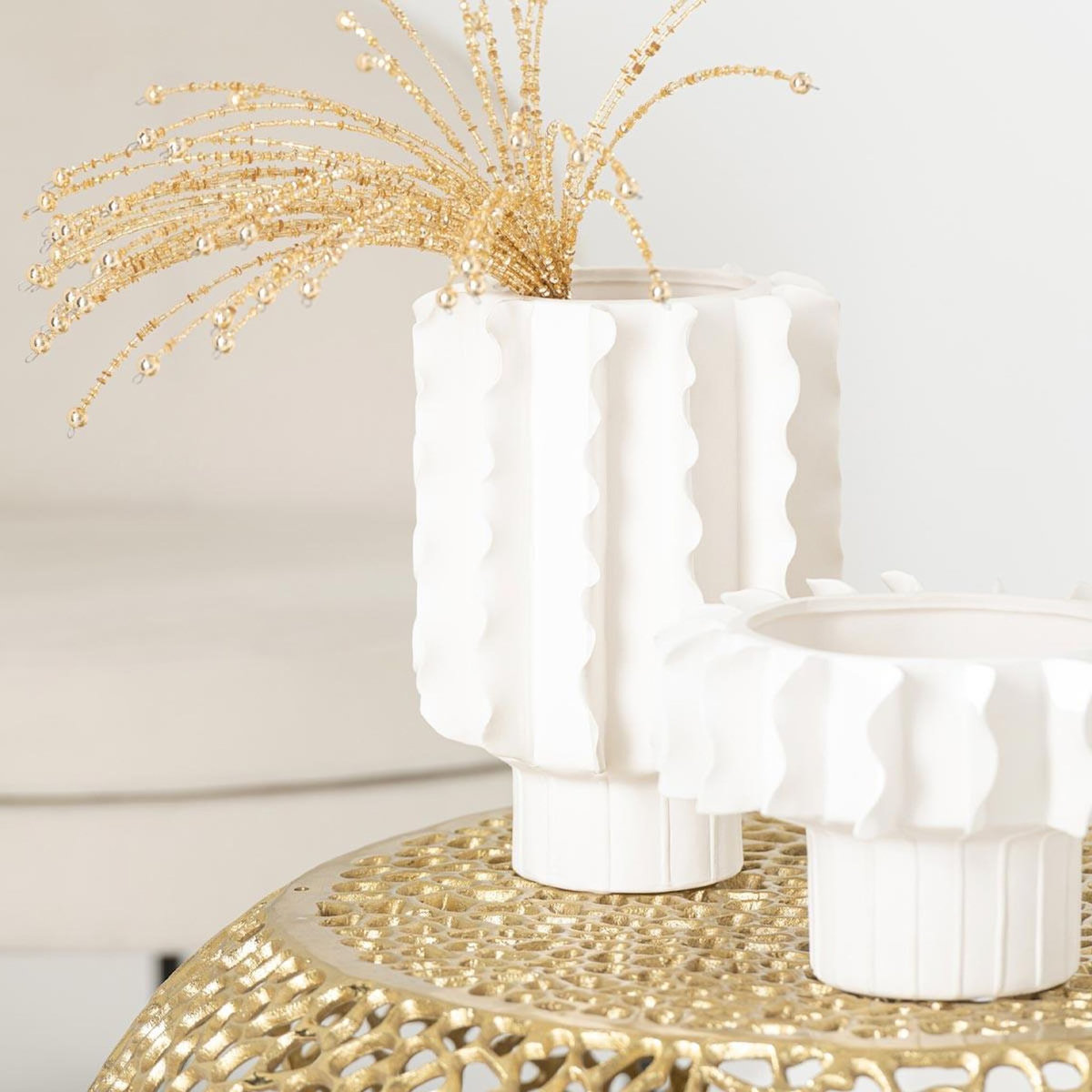 Paris Prix Vase Design en Céramique  Helix  26cm Blanc