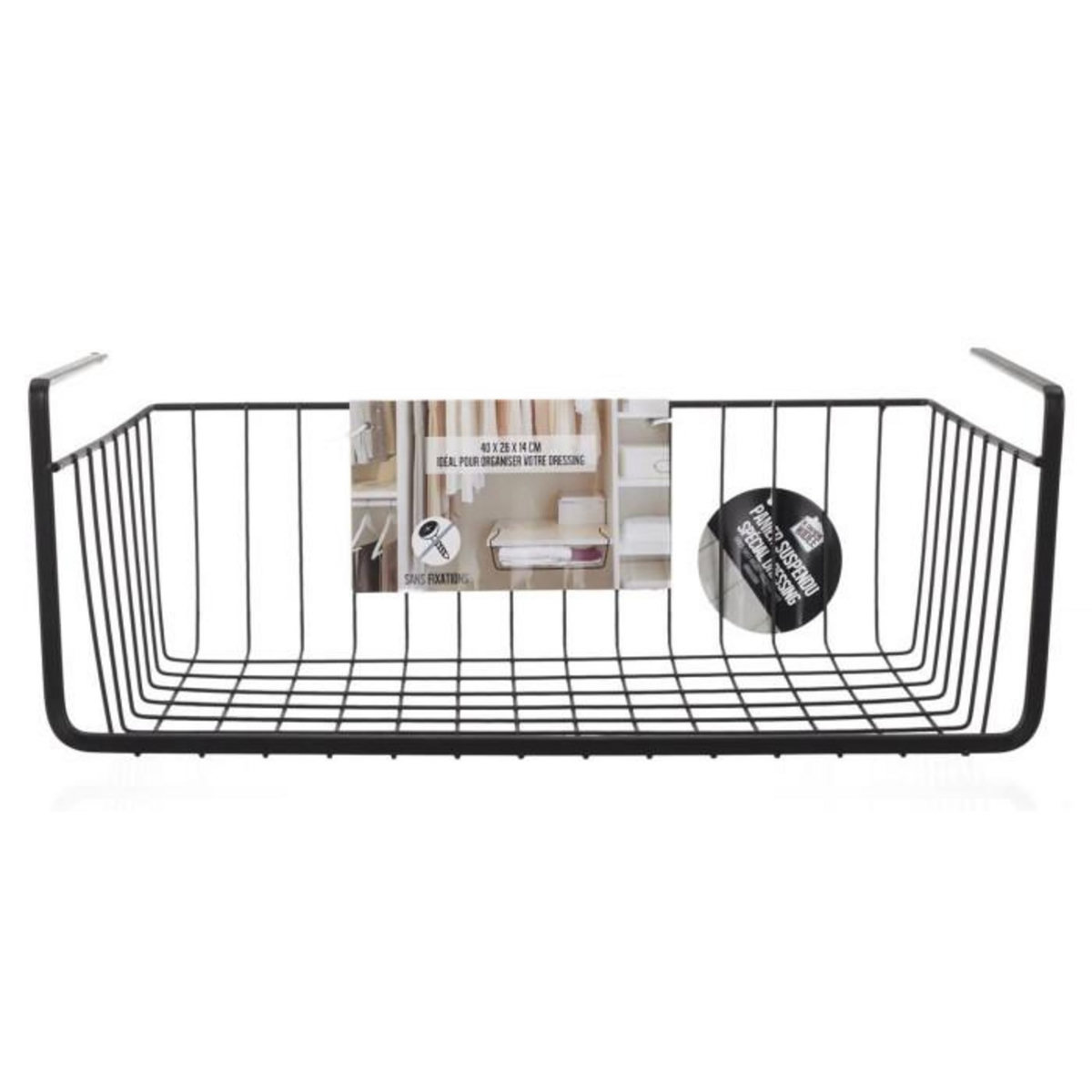 Paris Prix Panier de Rangement Suspendu  Filaire  40cm Noir