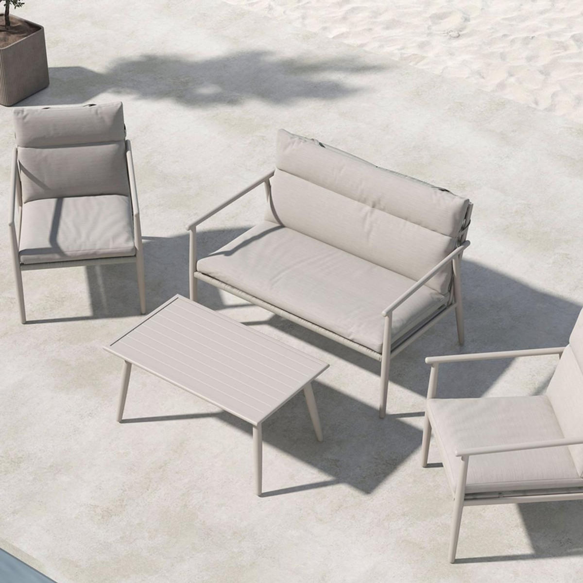 Paris Prix Salon de Jardin 4 Places  Mazzaro  120cm Beige