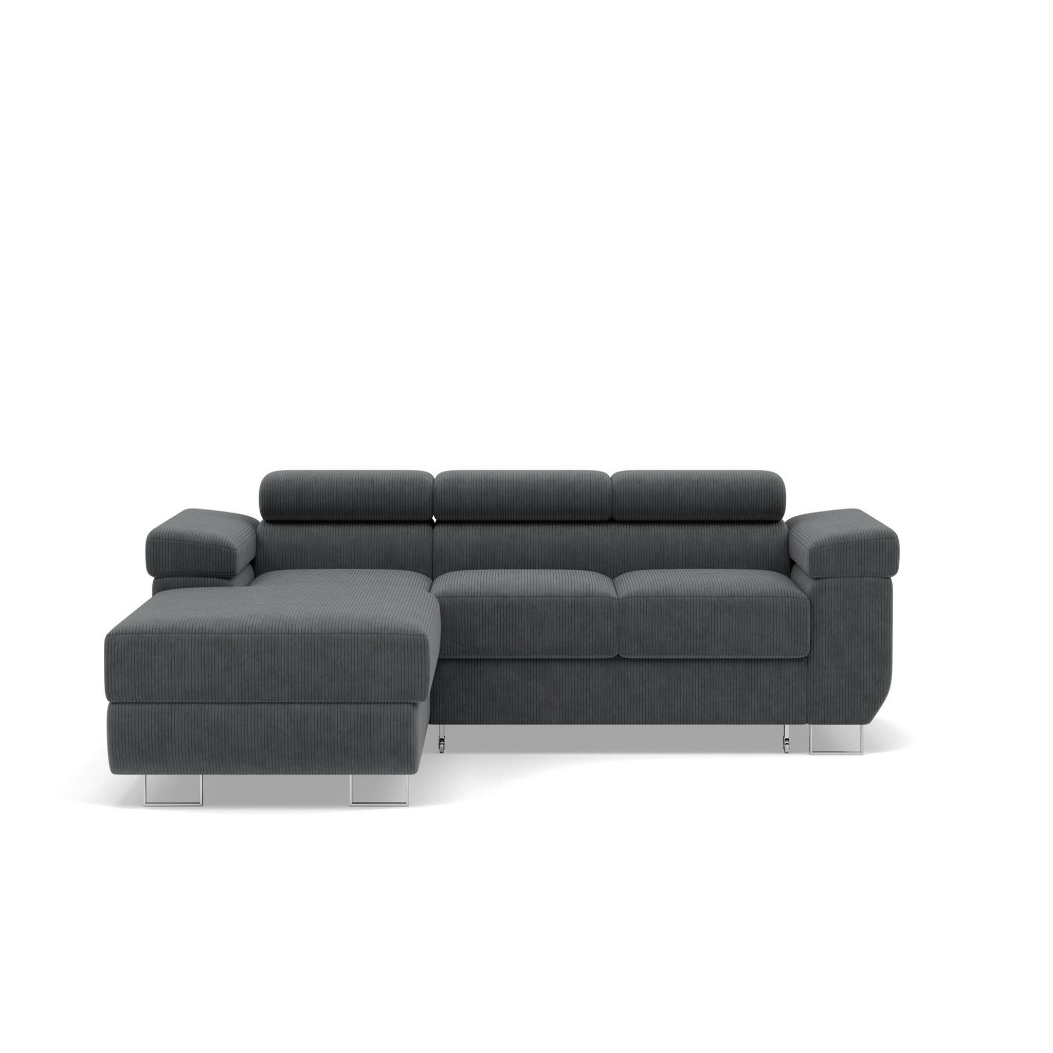 Voir la diapositive 1 : BEST MOBILIER Pablo - canapé d'angle gauche - 6 places - convertible avec coffre et têtières réglables - en velours côtelé