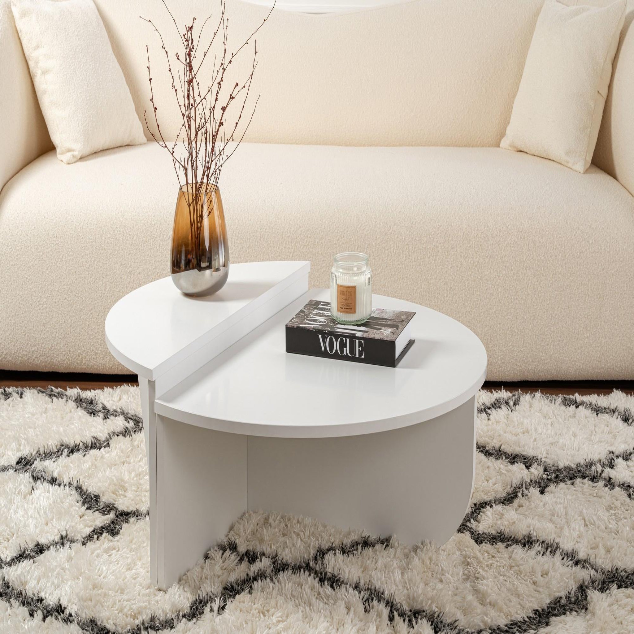 Voir la diapositive 2 : Habitat et Jardin Table basse en bois  orion  - 90 x 60 x 30 cm - blanc