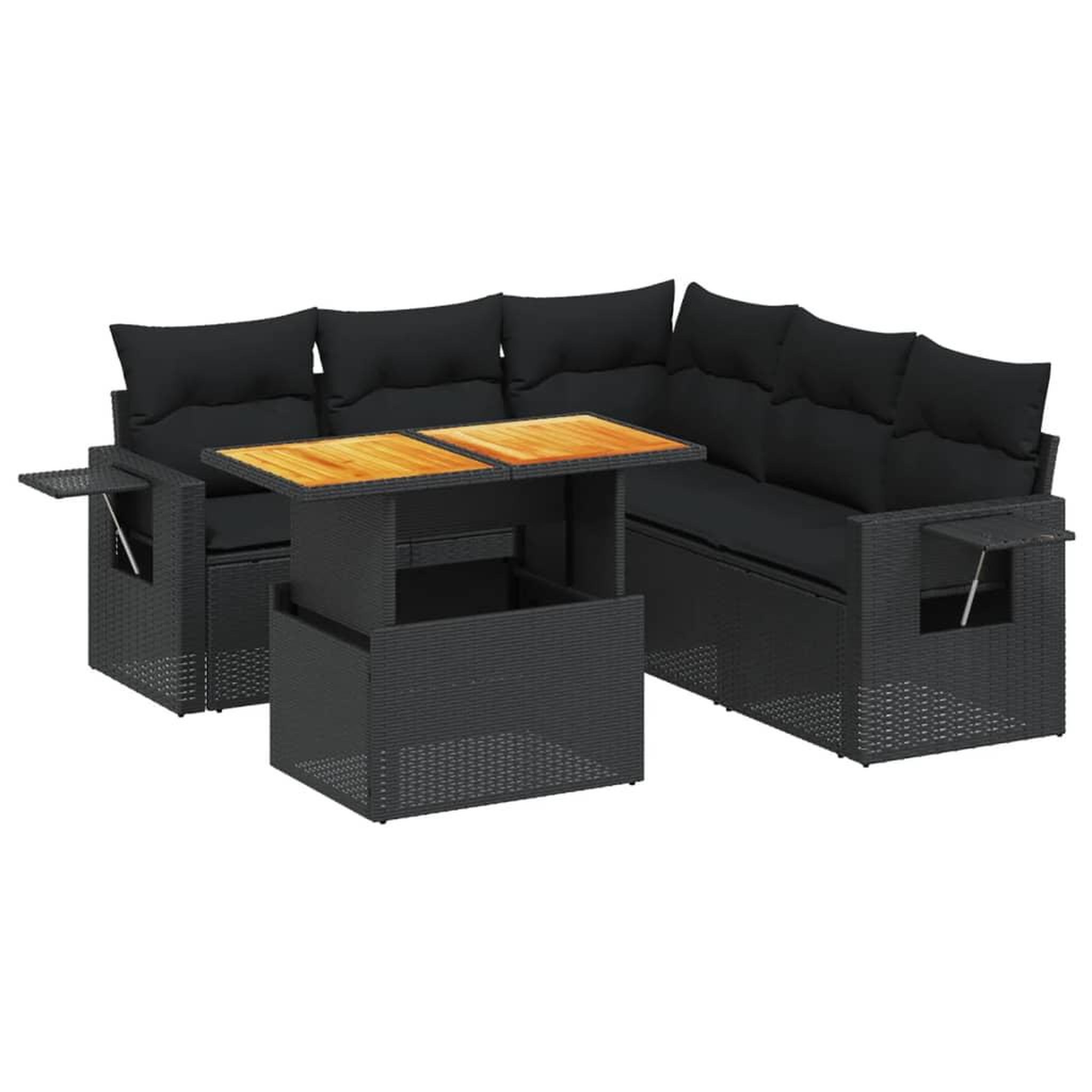 Voir la diapositive 2 : VIDAXL Salon de jardin 6 pcs avec coussins noir resine tressee