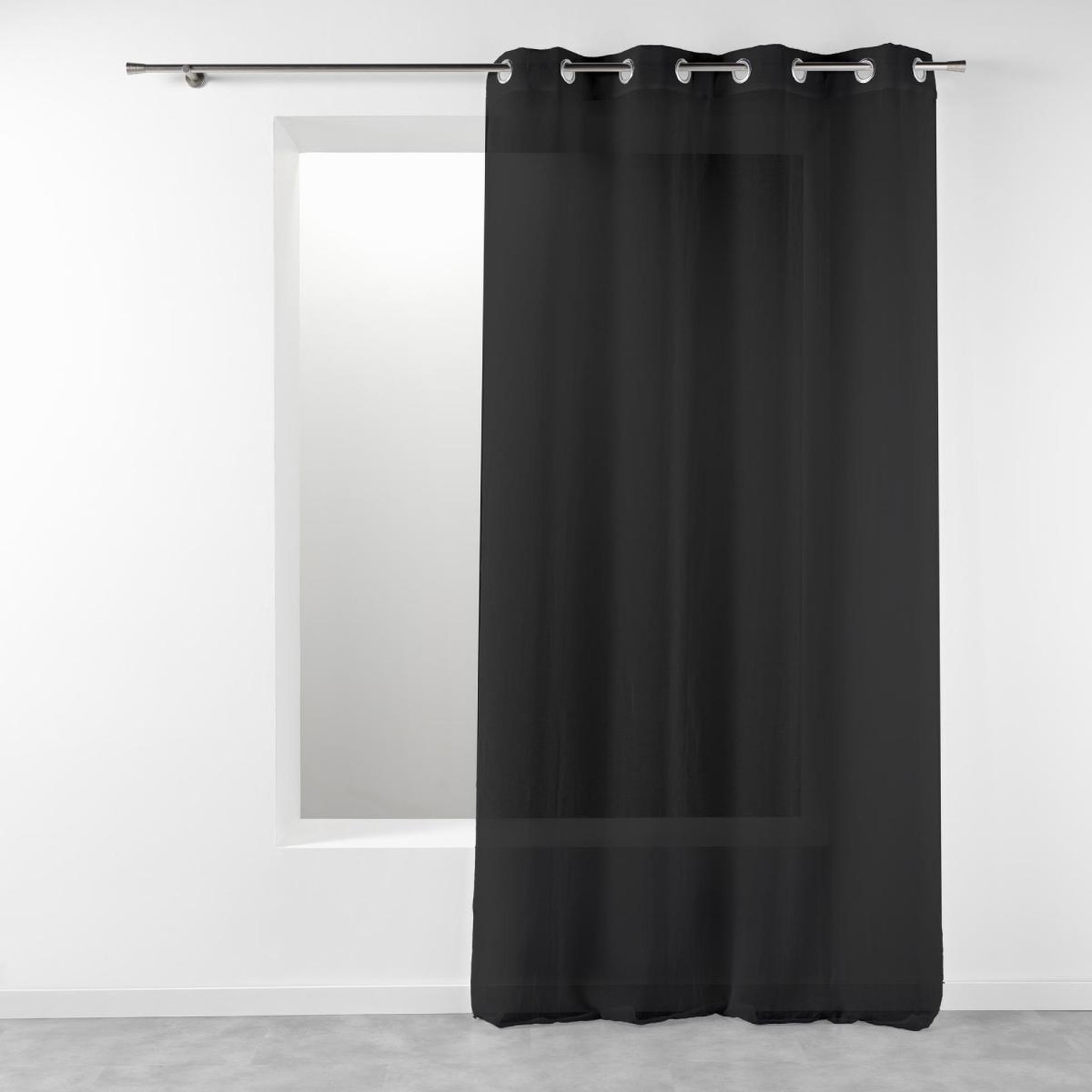 Douceur d'Intérieur Rideau voilage étamine  telma  140x280cm noir