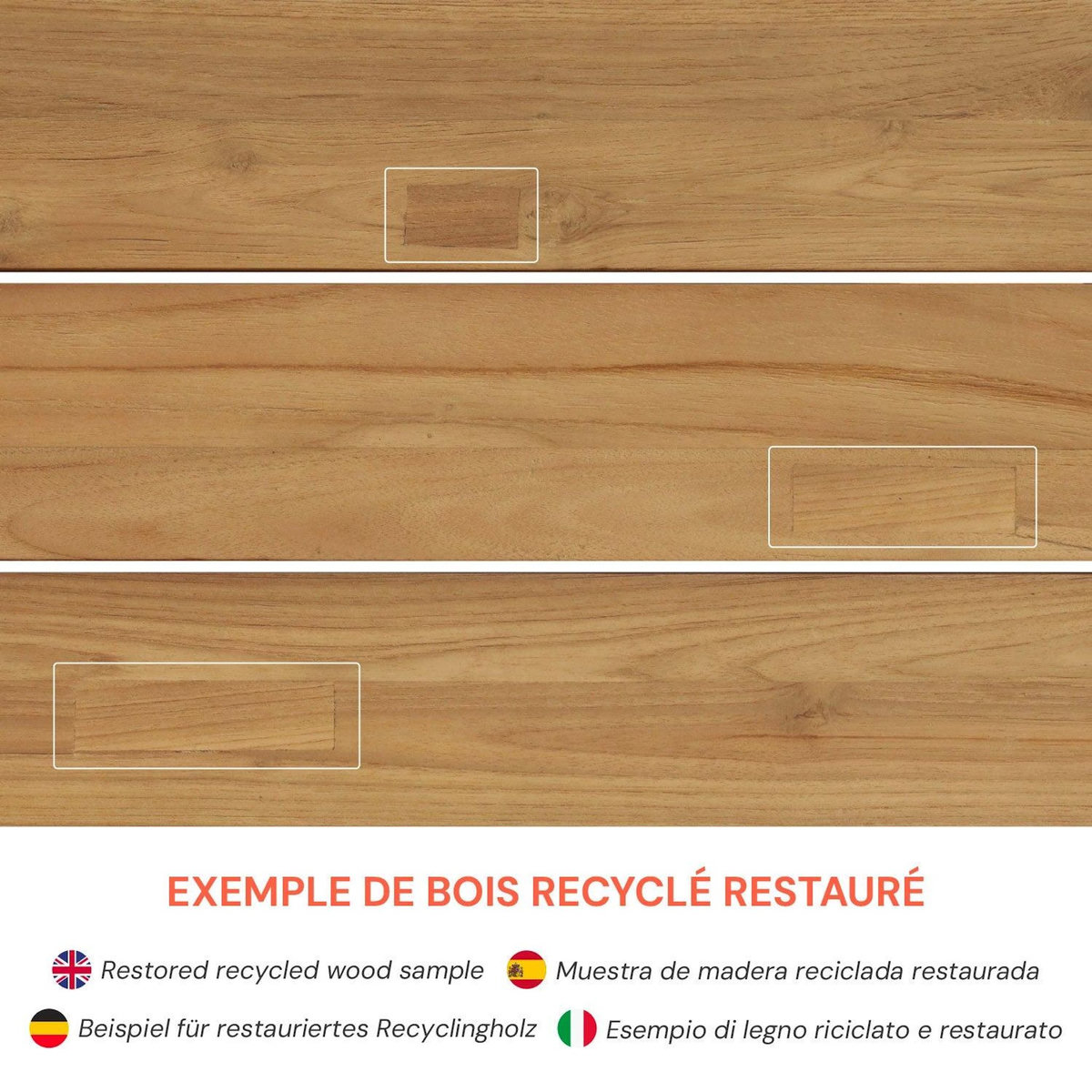Rendez vous déco Table, bancs et chaises de jardin en bois de teck recyclé 10 personnes-Nonza