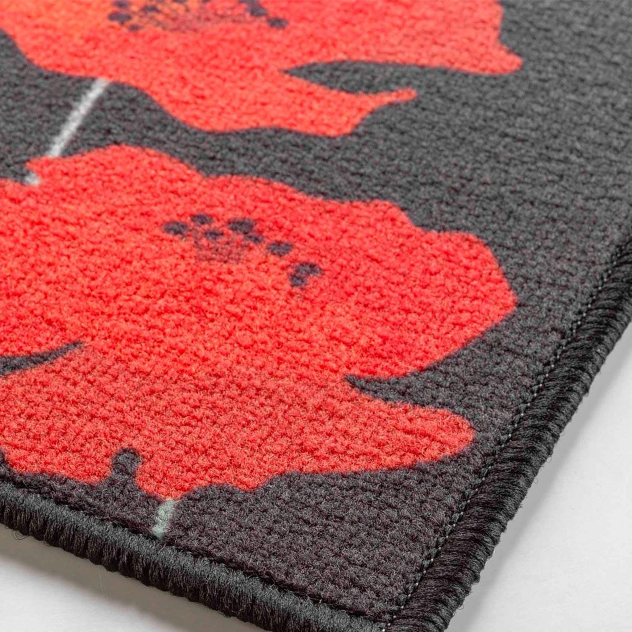 Voir la diapositive 3 : Douceur d'Intérieur Tapis déco imprimé  coquelicots  50x80cm noir & rouge