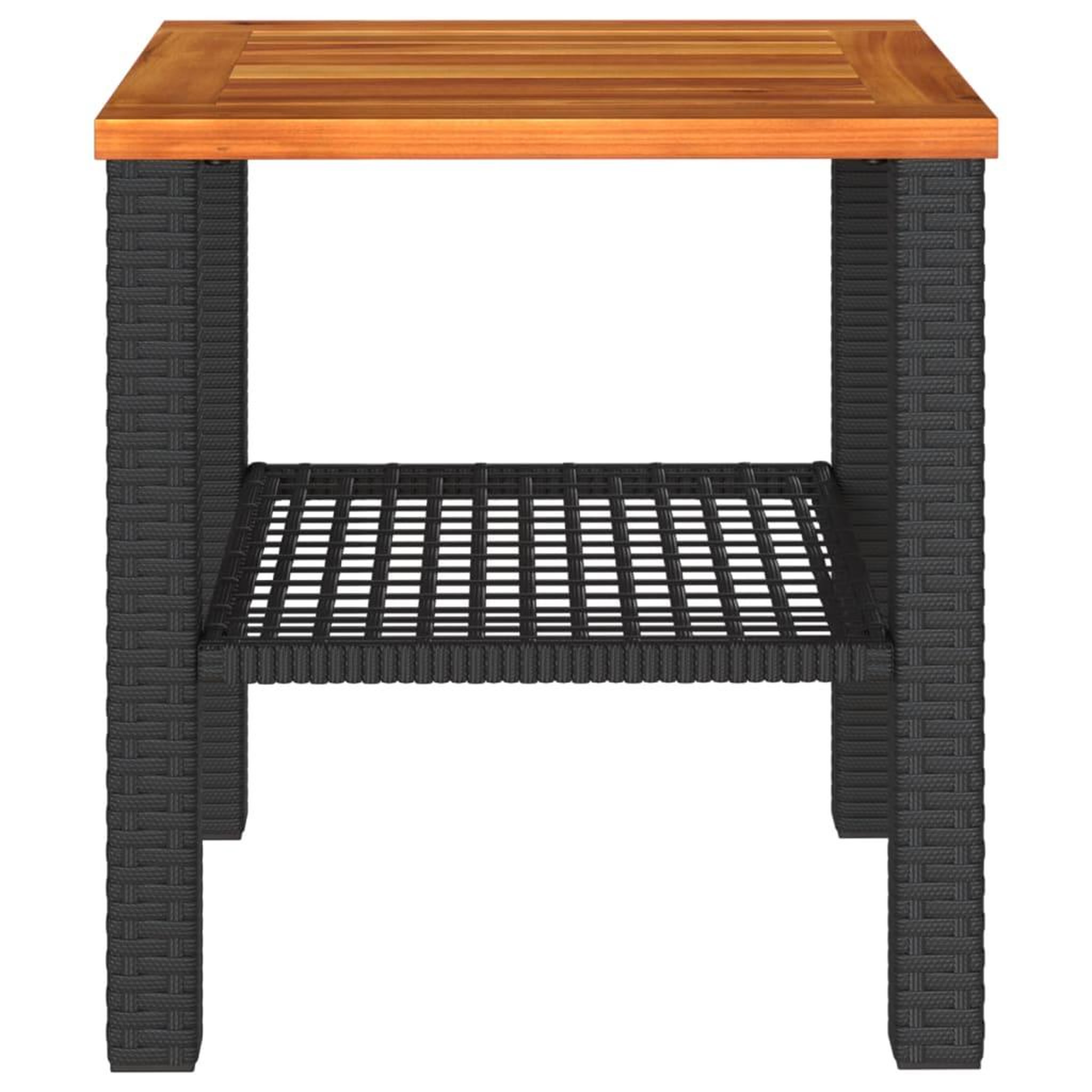 Voir la diapositive 4 : VIDAXL Table de jardin noir 40x40x42 cm resine tressee et bois acacia