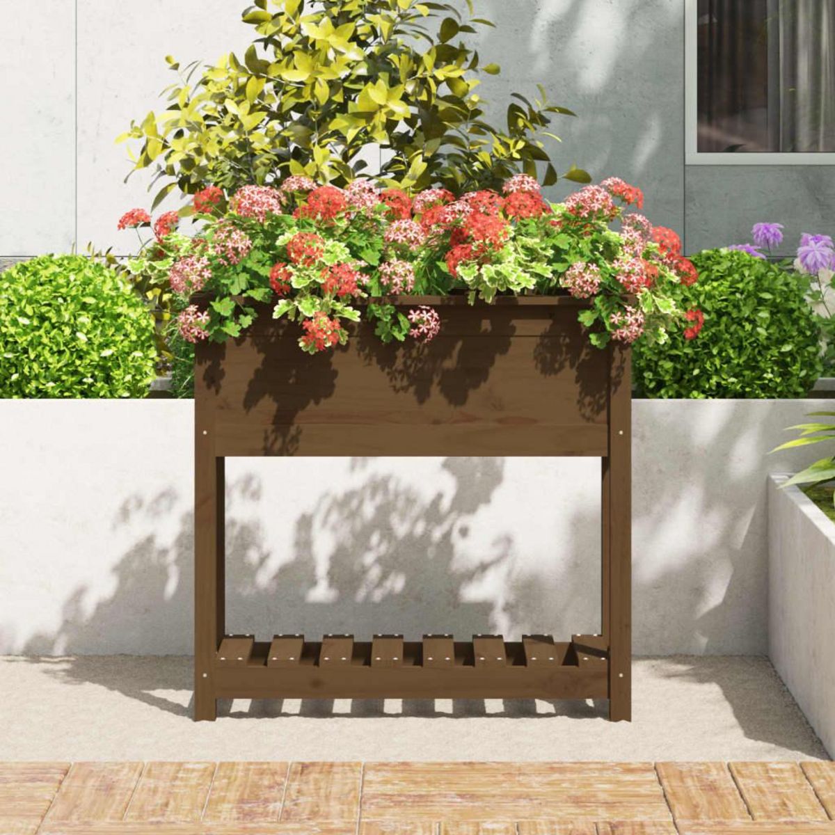 VIDAXL Jardiniere avec etagere Marron miel 82,5x34,5x81 cm Bois de pin