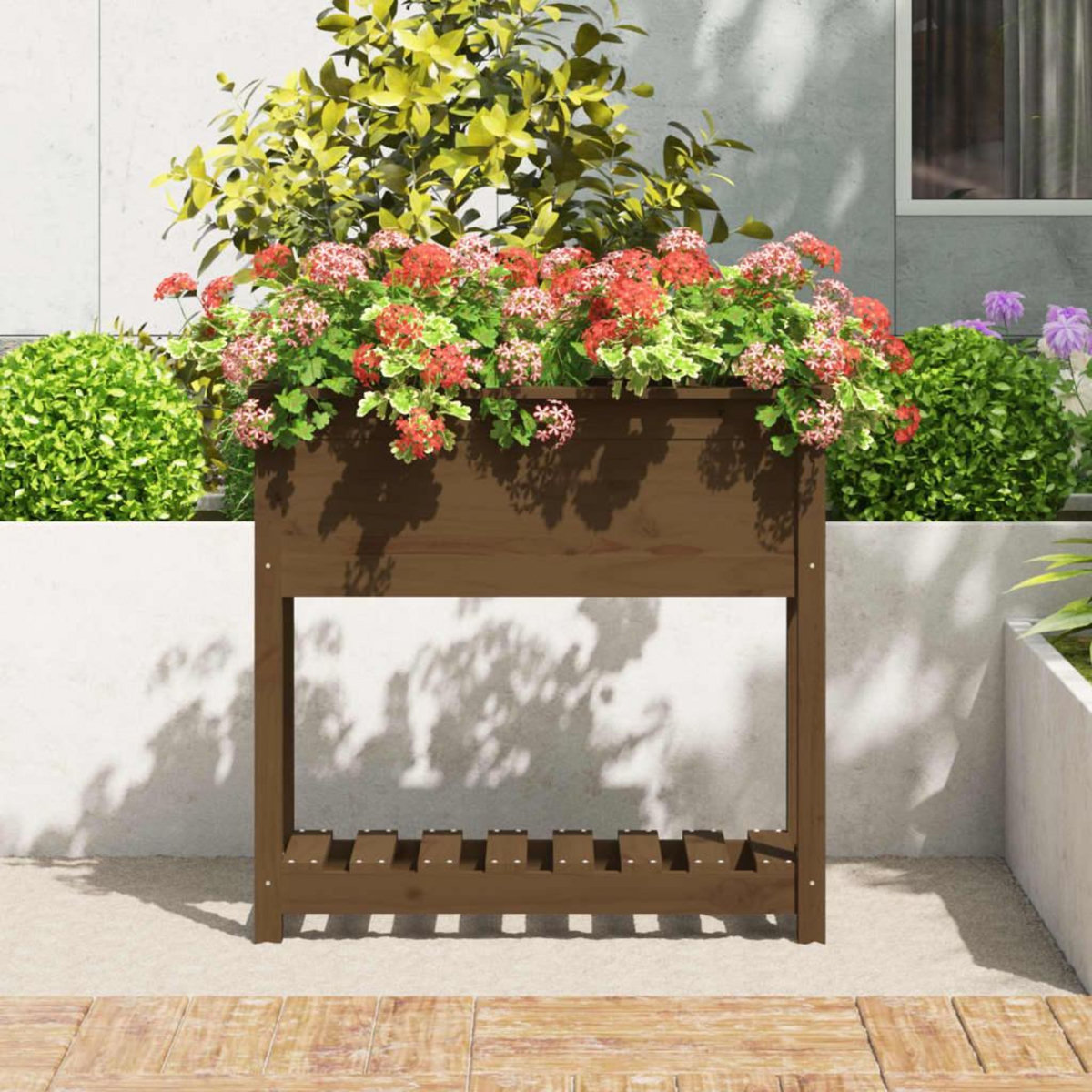 VIDAXL Jardiniere avec etagere Marron miel 82,5x34,5x81 cm Bois de pin