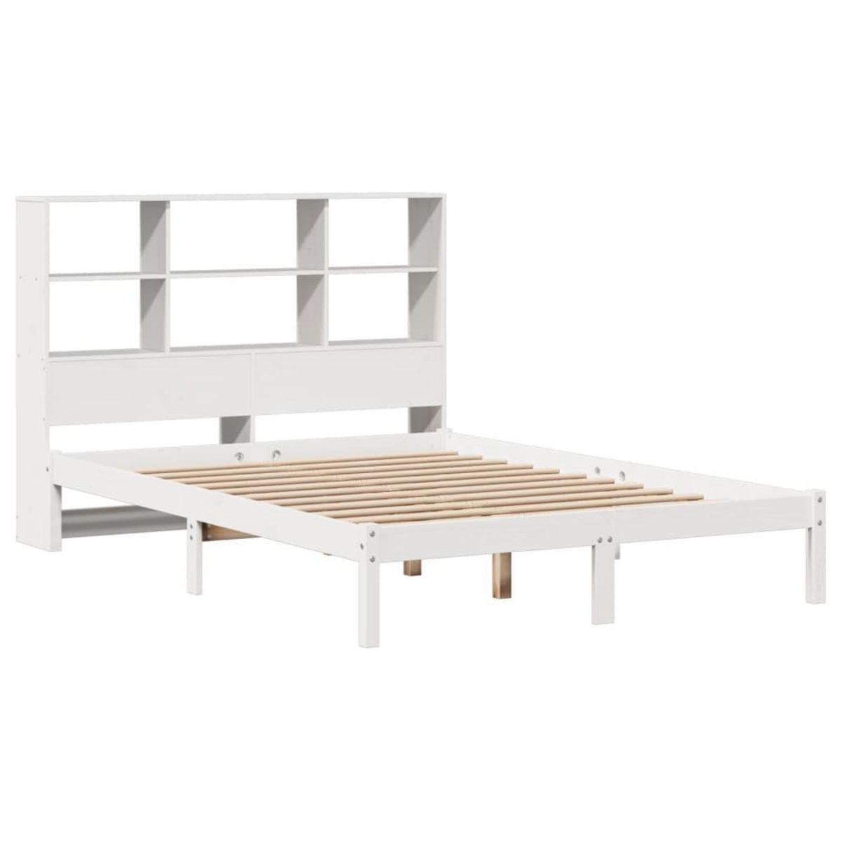 VIDAXL Lit bibliotheque sans matelas blanc 140x200 cm bois pin massif