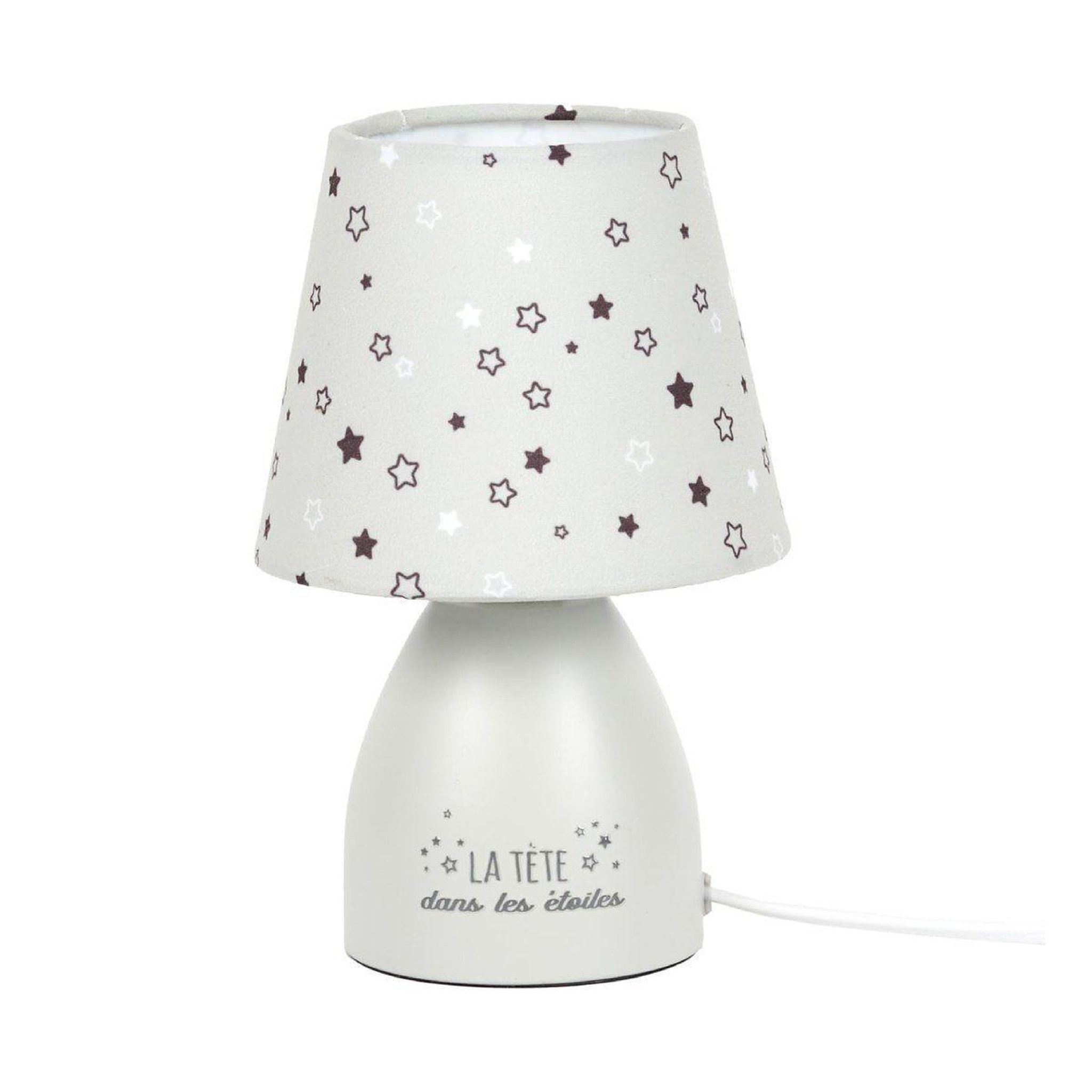 HOME DECO KIDS Lampe de chevet enfant  étoiles  19cm gris