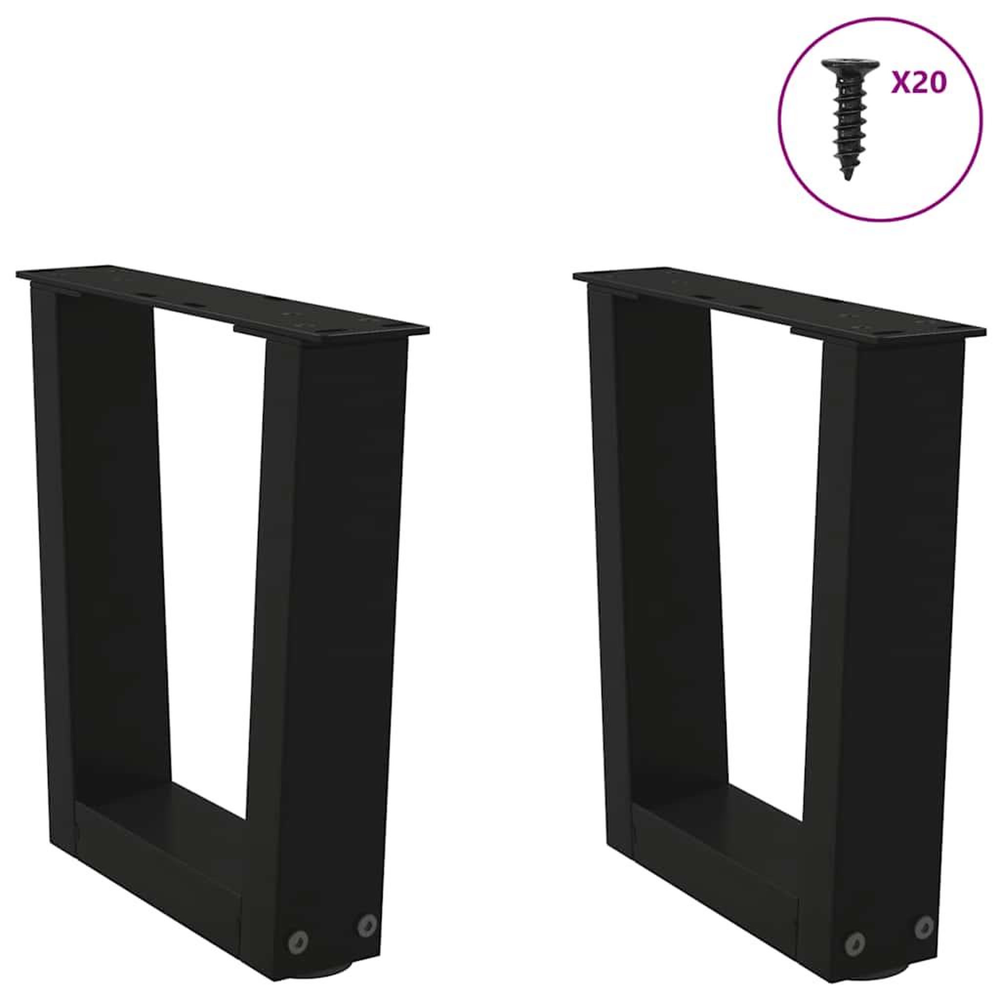 Voir la diapositive 3 : VIDAXL Pieds de table a manger forme V 2 pcs noir 40x(30-31,3)cm acier