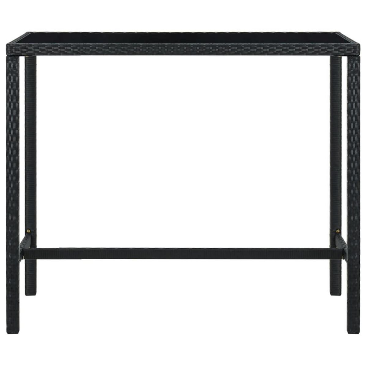 VIDAXL Table bar de jardin Noir 130x60x110 cm Resine tressee et verre