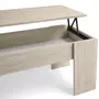 HOMIFAB Table basse élevable blanche et effet bois 100 cm - Arizona