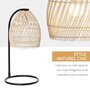 HOMCOM Lampe de table arquée - lampe à poser style néo-rétro - Ø 20 x 41H cm - abat-jour rotin naturel