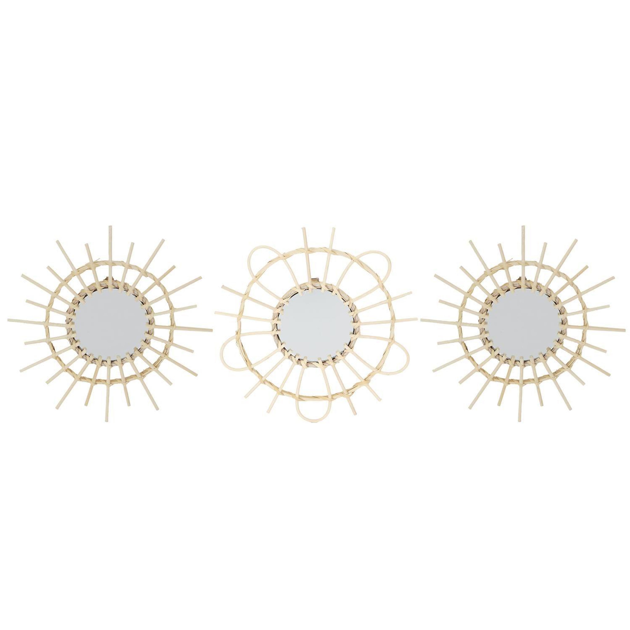 The Home Deco Factory Lot de 3 miroirs en rotin -  Diam 28 cm
