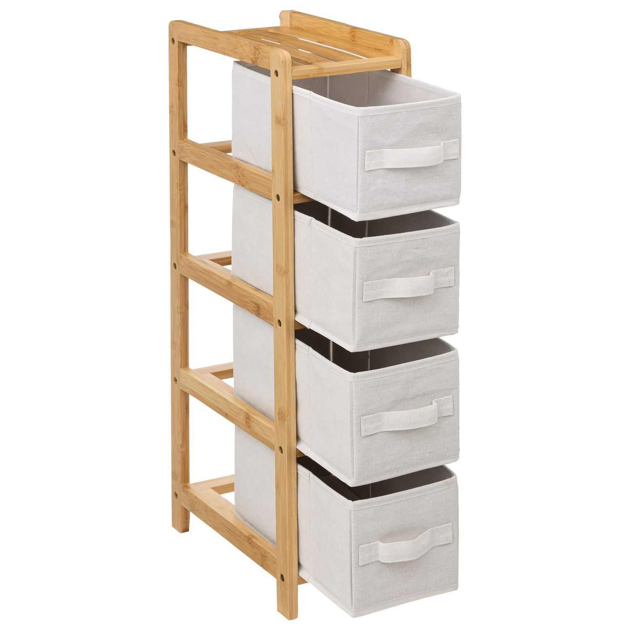 Voir la diapositive 4 : FIVE Meuble étagère fine 4 paniers - banc et marron