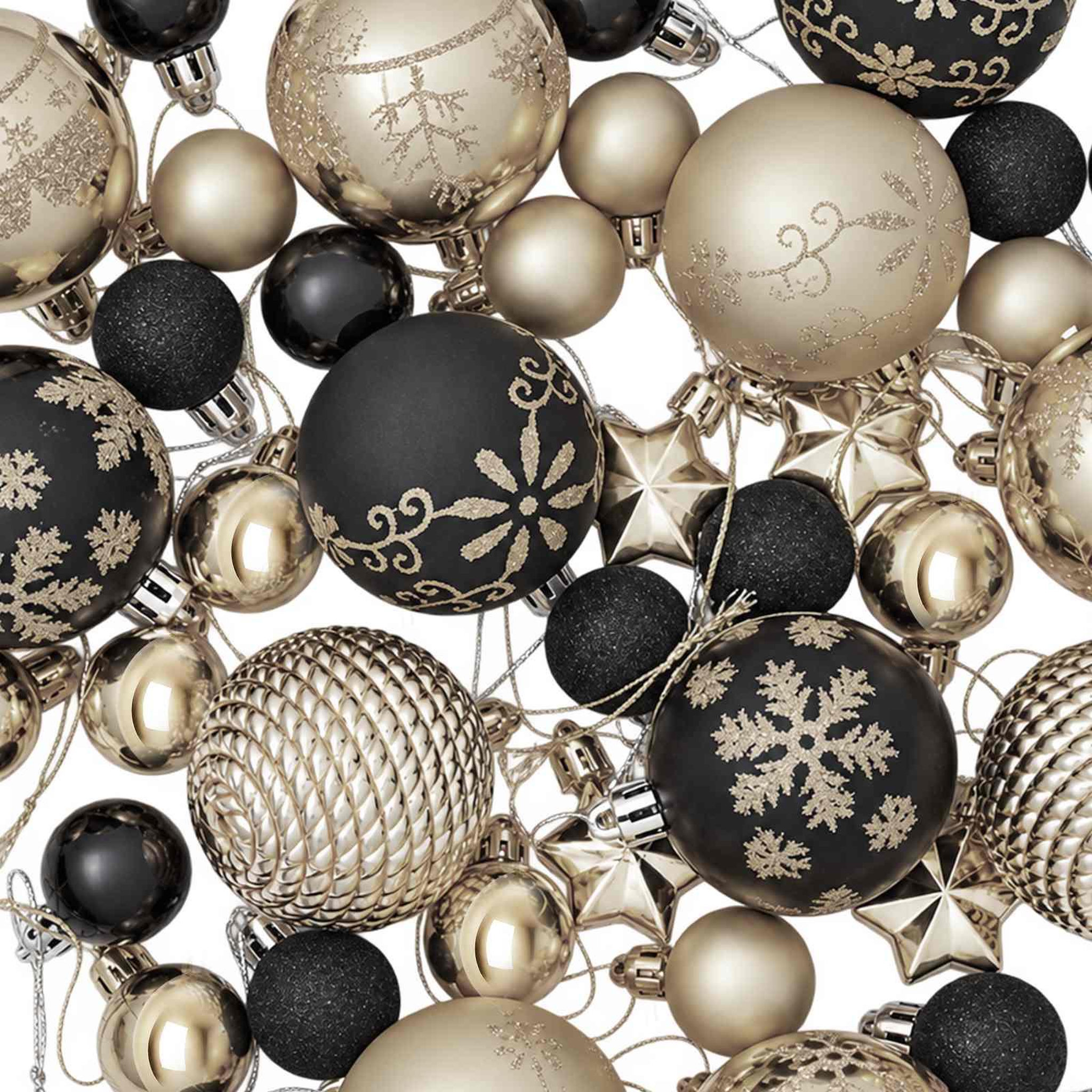 Voir la diapositive 6 : VIDAXL Ensemble de boules de Noël 88 pc Noir et Or Diam. 6 cm