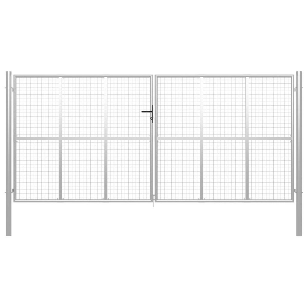 VIDAXL Porte de jardin Acier galvanise 415x225 cm Argente