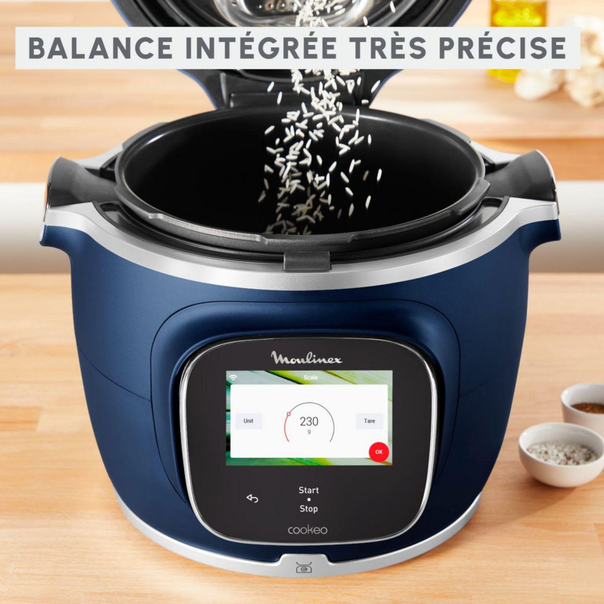 MOULINEX Cookeo CE943410 bleu  touch wifi pro balance integrée 6 L, 13 modes de cuisson