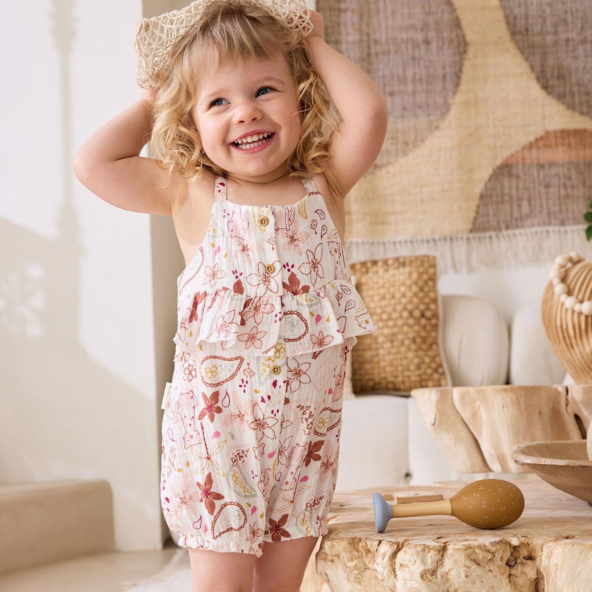 Petit Béguin Barboteuse bébé en gaze de coton Arizona