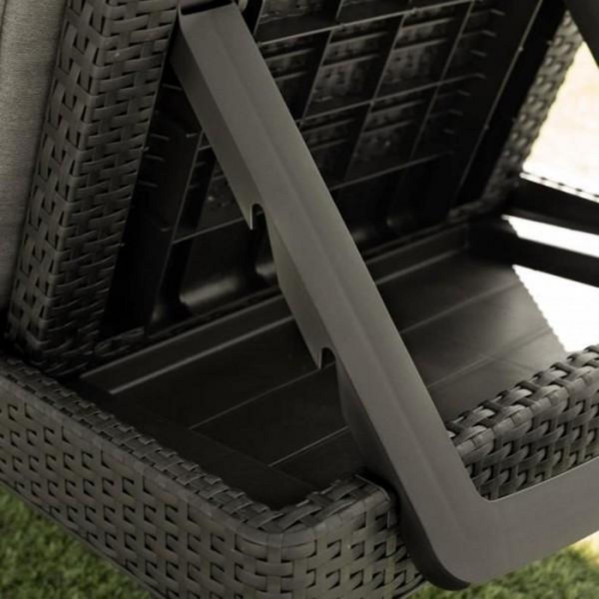 ALLIBERT by KETER Transat Bain de soleil - Allibert by KETER – JAIPUR - en résine imitation rotin tressé - gris graphite - dossier réglable avec cous