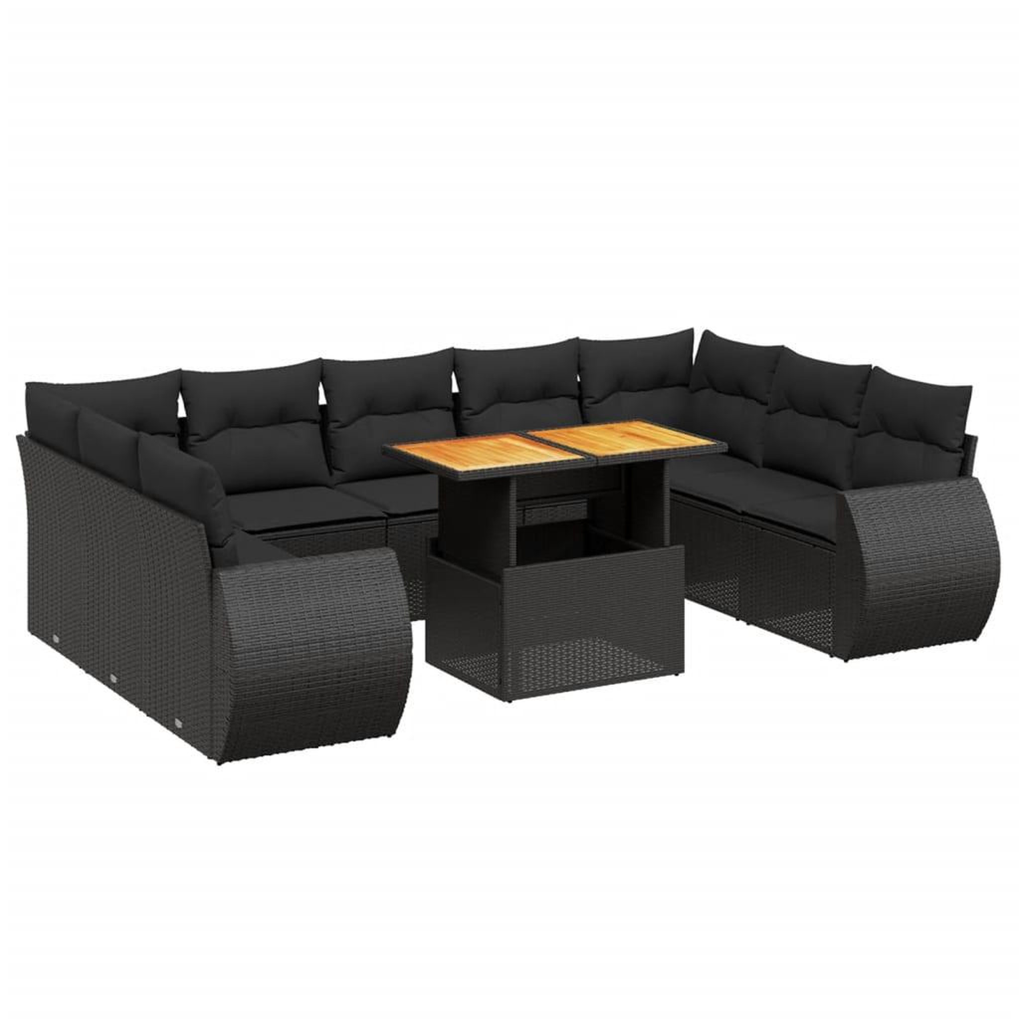 Voir la diapositive 2 : VIDAXL Salon de jardin 10 pcs avec coussins noir resine tressee