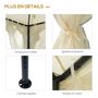 Voir la diapositive 6 : OUTSUNNY Pavillon de jardin tonnelle barnum style colonial double toit toiles moustiquaires amovibles zippées crème