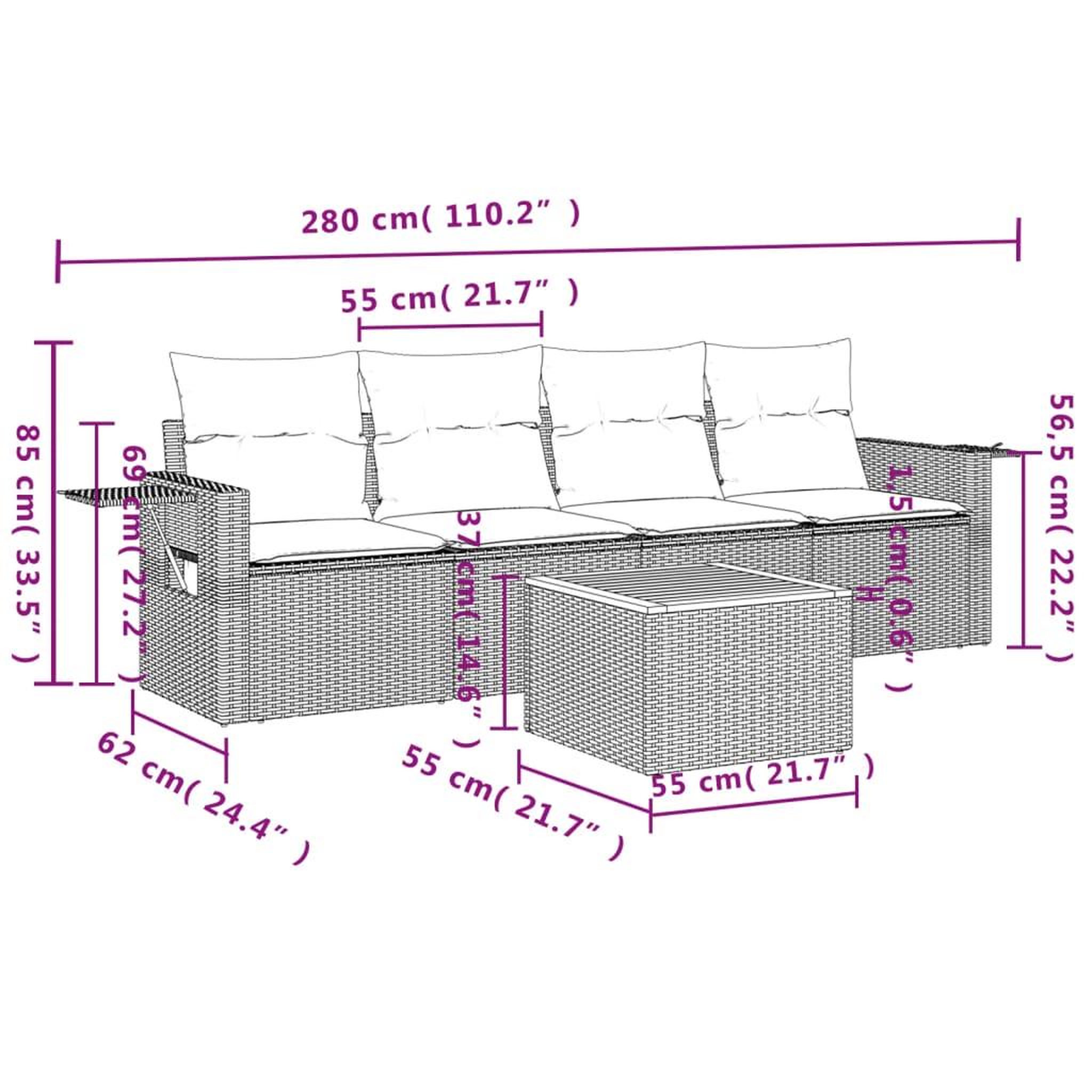 Voir la diapositive 4 : VIDAXL Salon de jardin avec coussins 5 pcs beige resine tressee