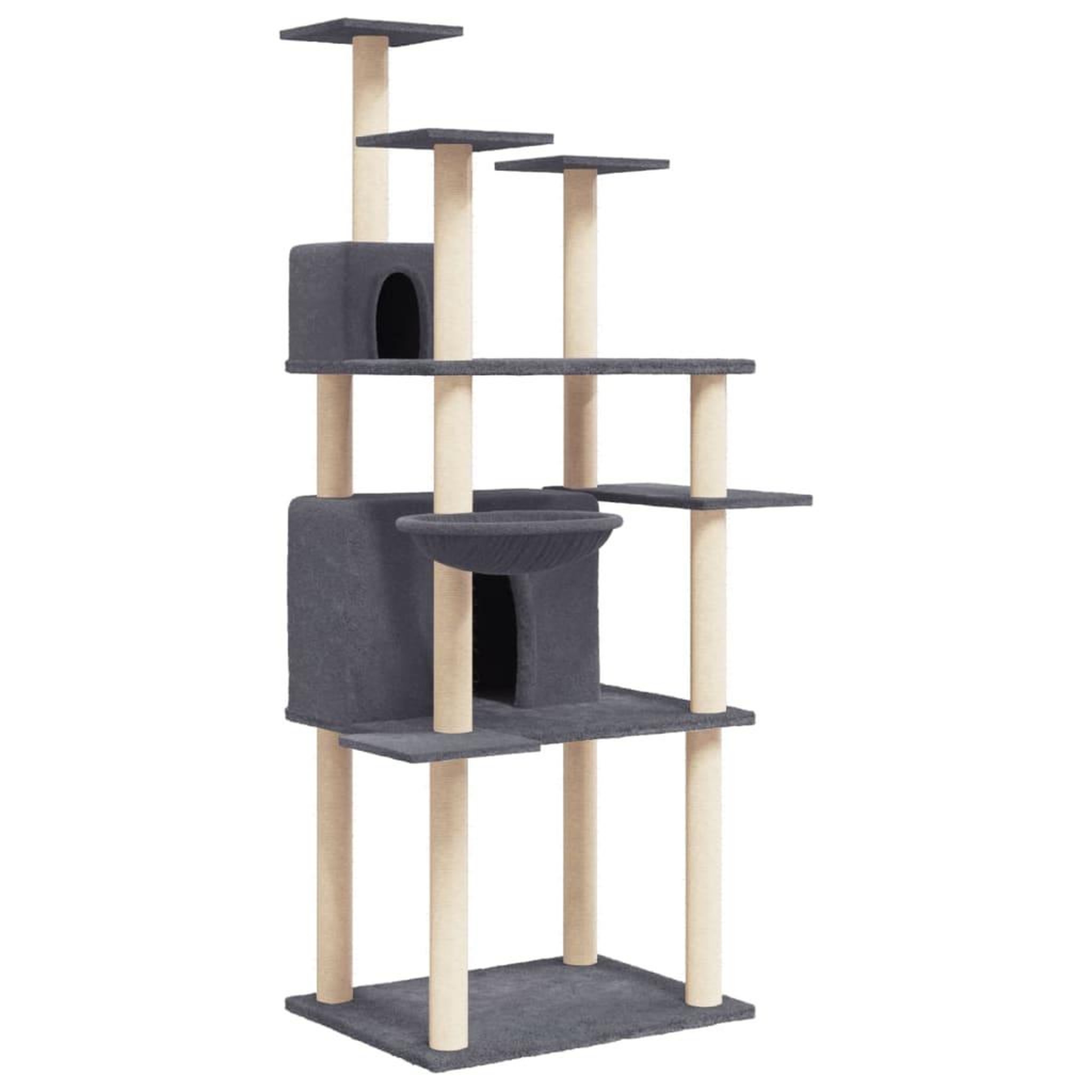 Voir la diapositive 2 : VIDAXL Arbre a chat avec griffoirs en sisal Gris fonce 166 cm