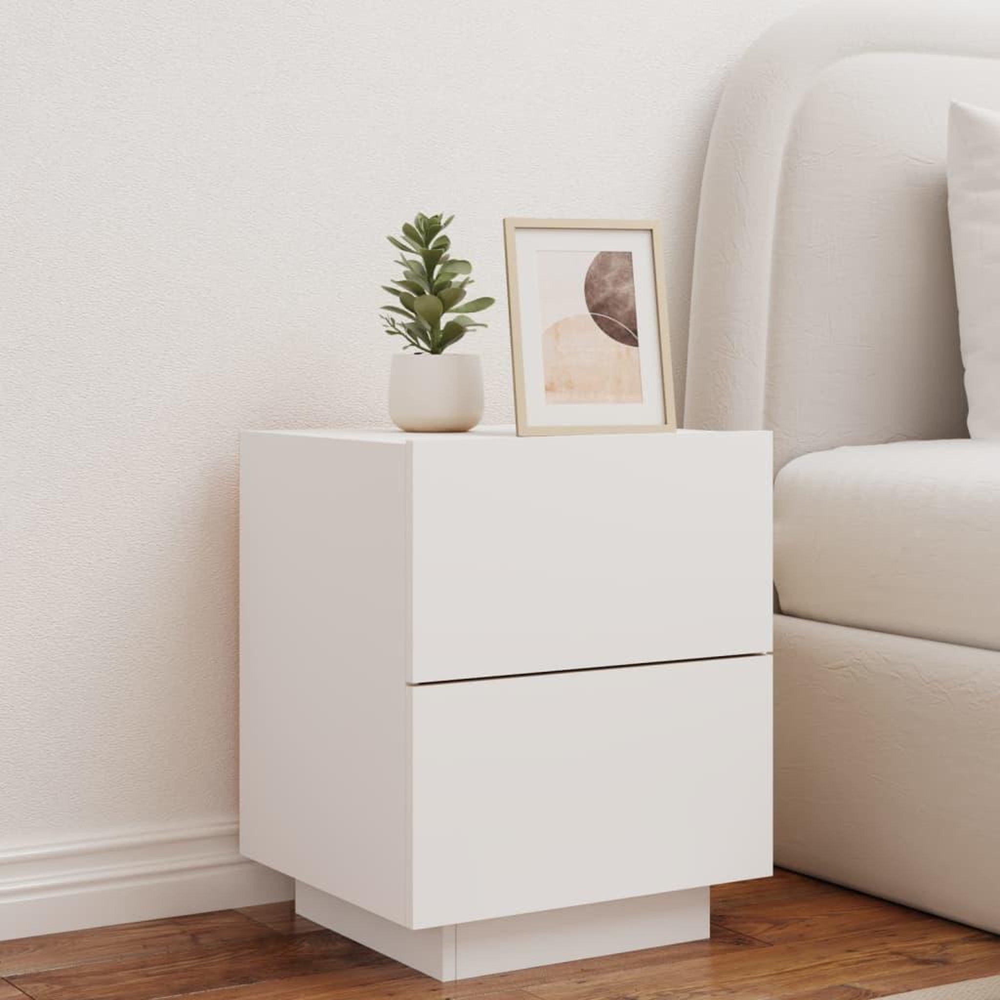 Voir la diapositive 4 : VIDAXL Armoire de chevet avec lumieres LED blanc bois d'ingenierie