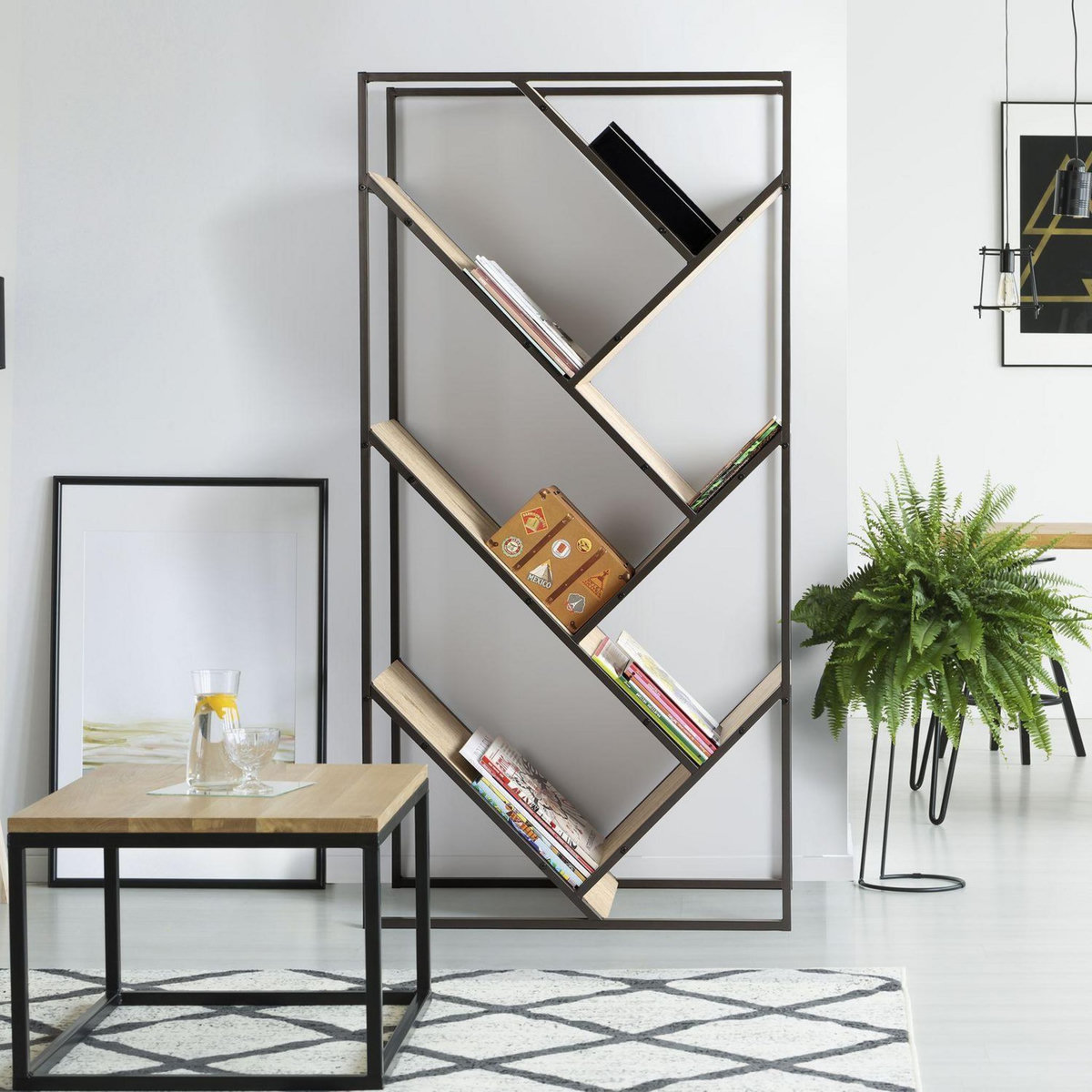 DIVERS Bibliothèque industrielle Dock - L. 80 x H. 160 cm - Marron