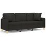 Voir la diapositive 2 : VIDAXL Canapé 3 places avec oreillers décoratifs noir 180 cm tissu