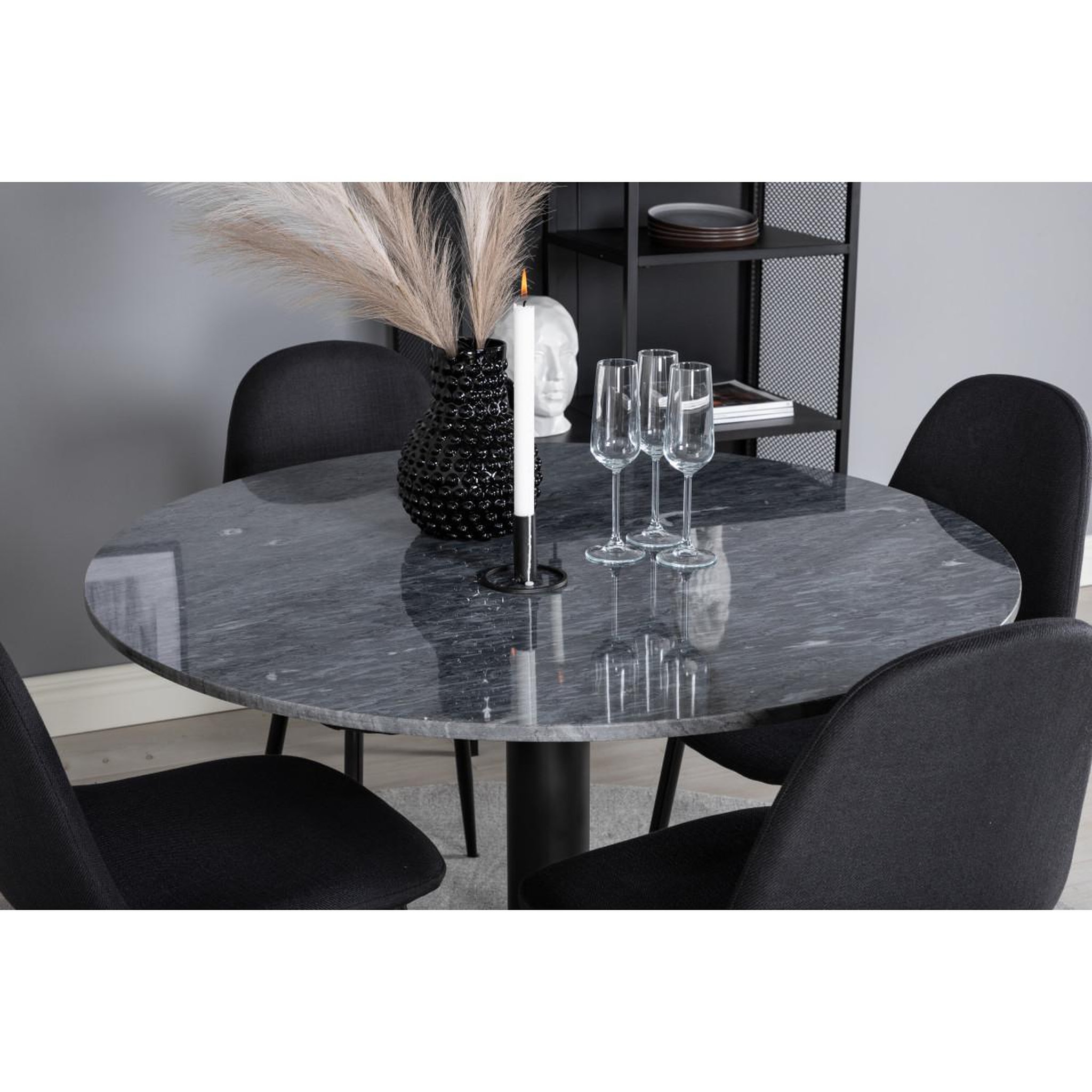 Voir la diapositive 6 : Paris Prix Ensemble table à manger & 4 chaises  estelle i & polar  106cm gris foncé & noir