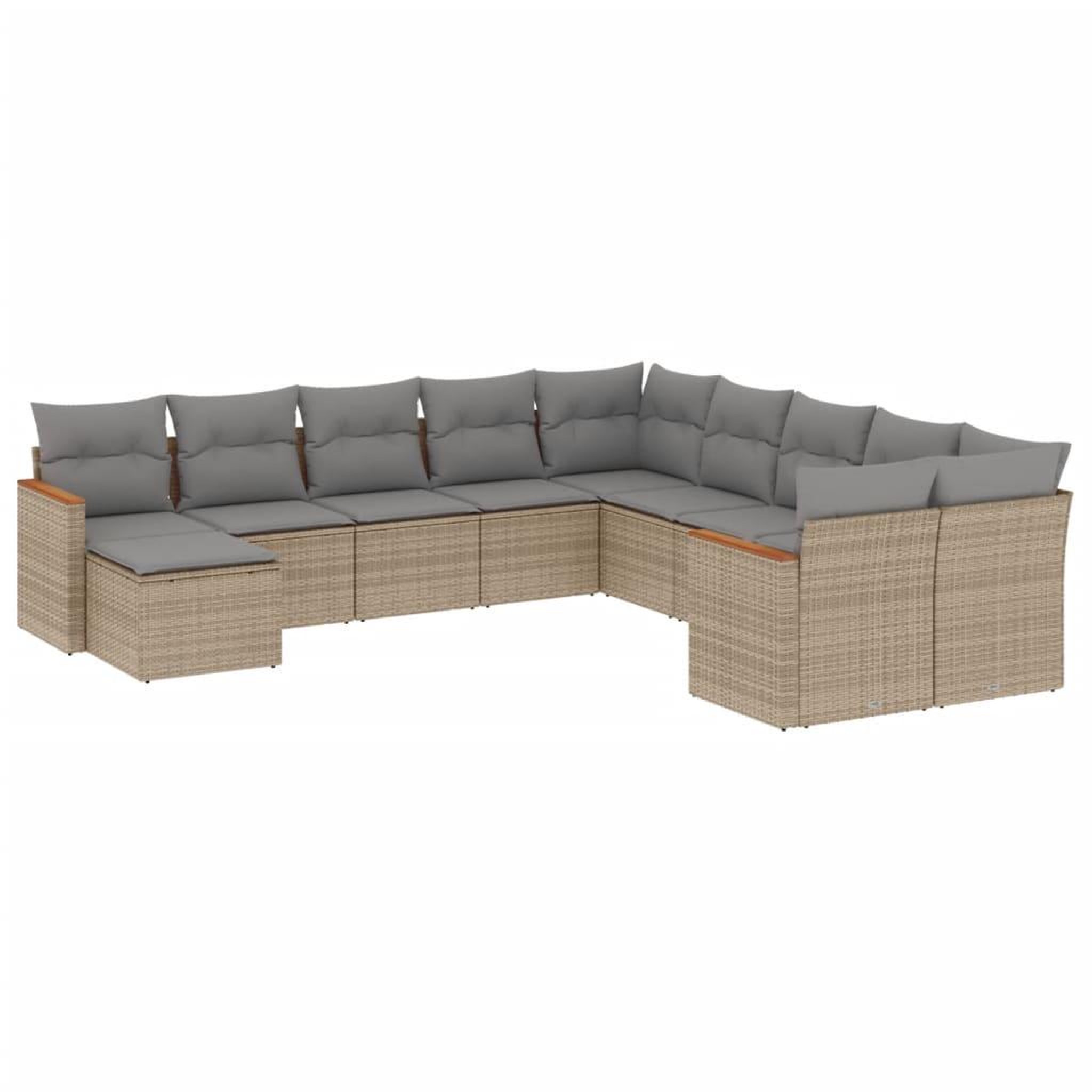 Voir la diapositive 2 : VIDAXL Salon de jardin et coussins 11 pcs melange beige resine tressee