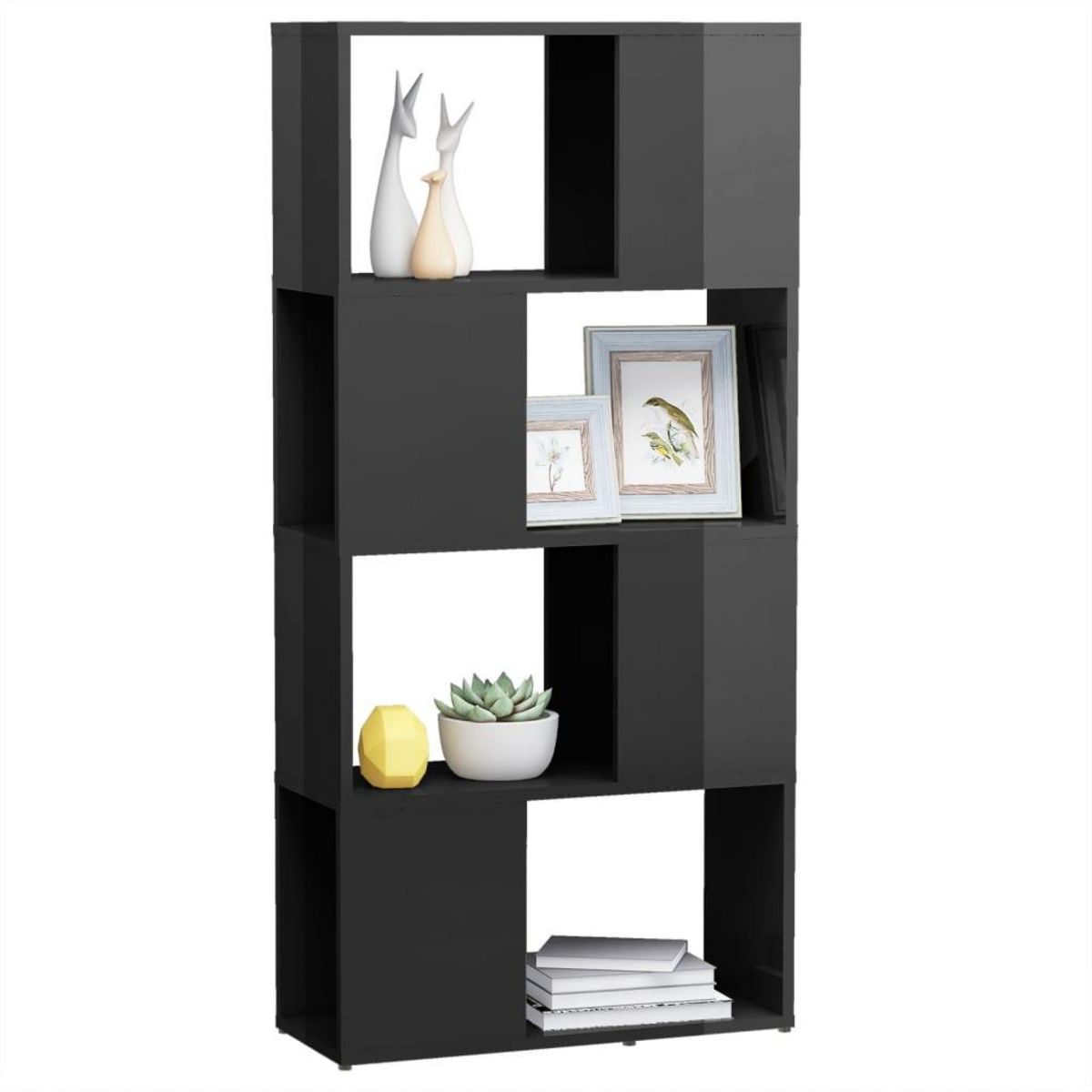 VIDAXL Bibliotheque/Separateur de piece Gris brillant Bois ingenierie