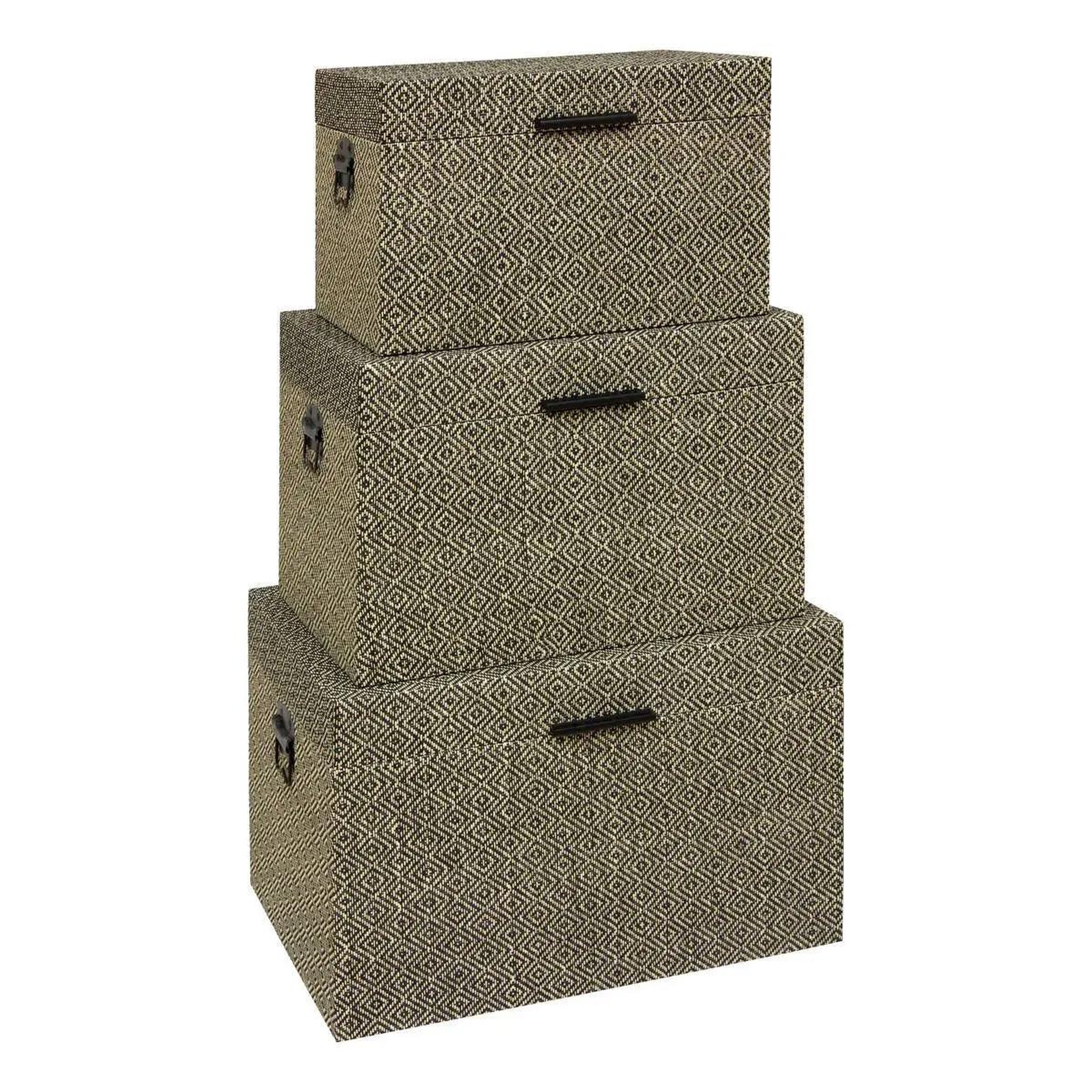 ATMOSPHERA Lot de 3 Malles de Rangement  The Palm Resort  57cm Gris