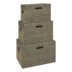 ATMOSPHERA Lot de 3 Malles de Rangement  The Palm Resort  57cm Gris