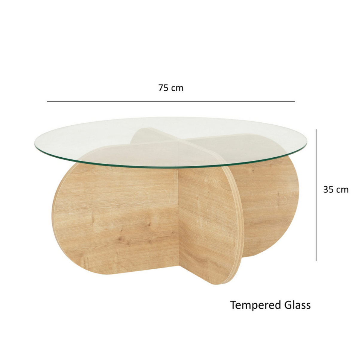 CONCEPT USINE Table basse en bois et plateau en verre RIBE