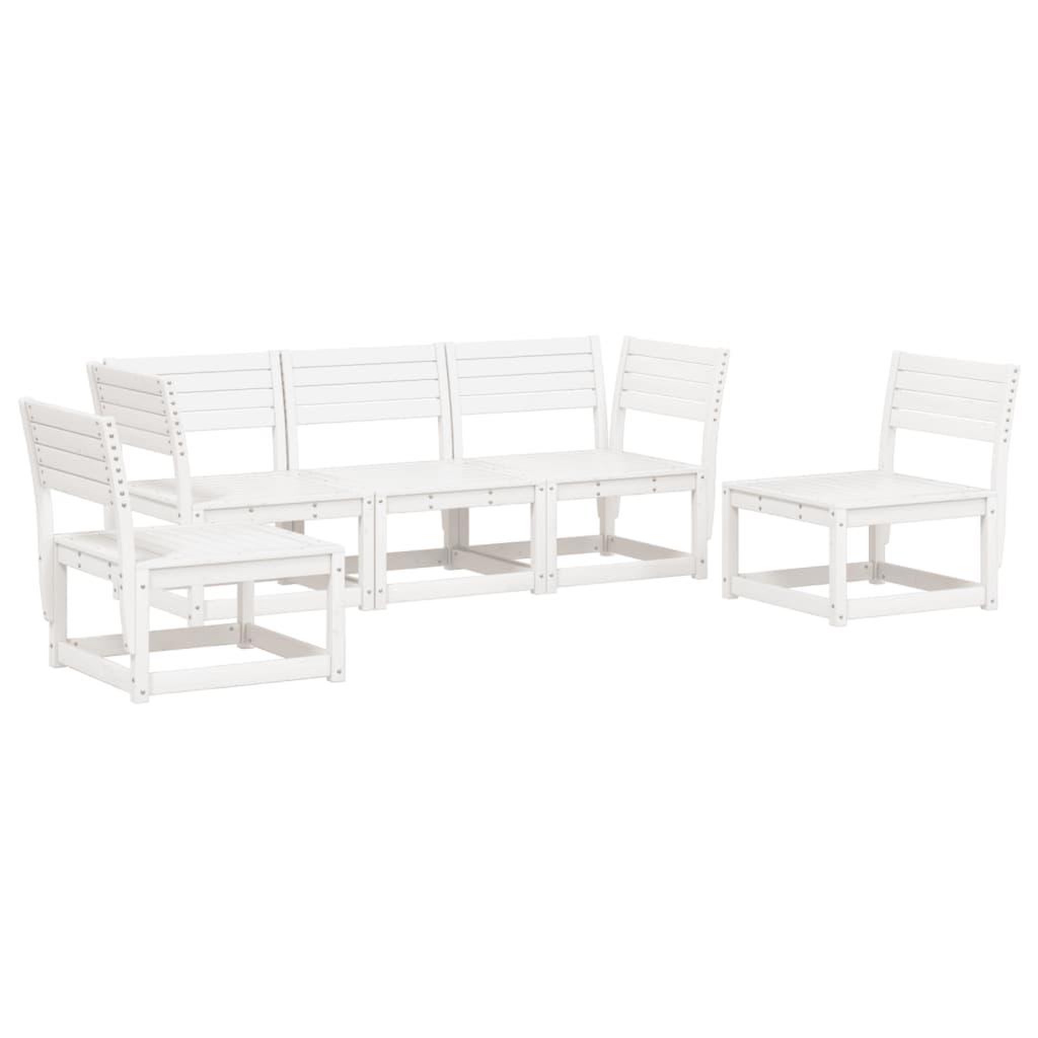 Voir la diapositive 2 : VIDAXL Salon de jardin 5 pcs blanc bois massif de pin