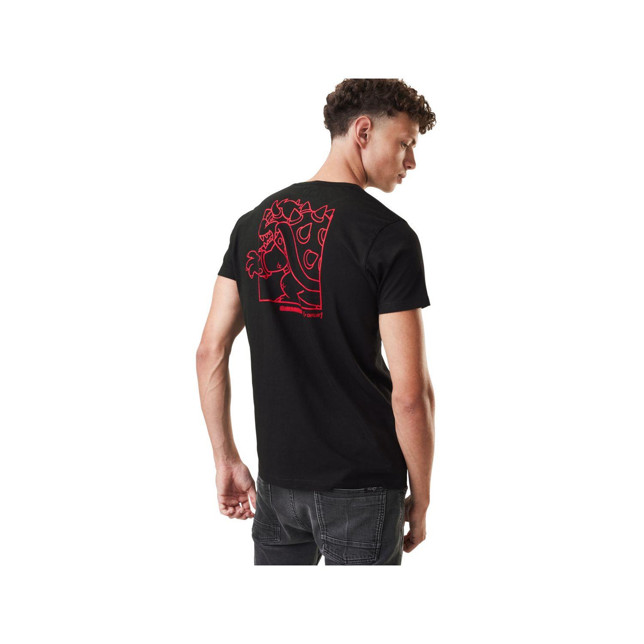 CAPSLAB T-Shirt homme Super Mario Bros Bowser. Coloris disponibles : Noir