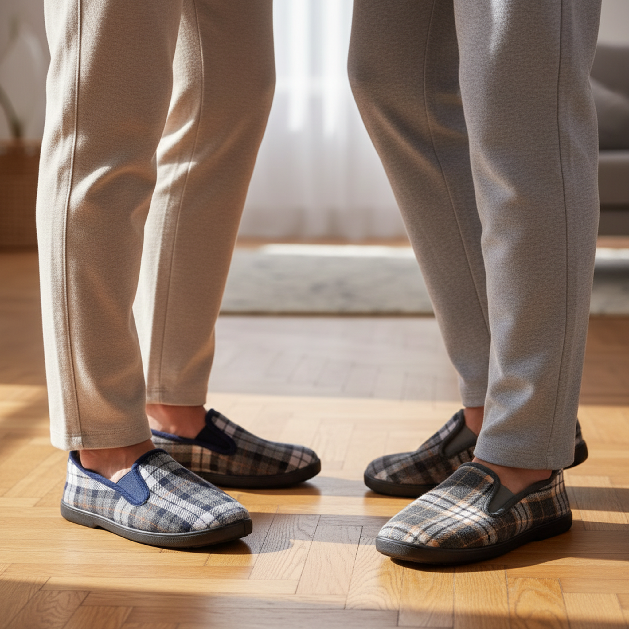 Voir la diapositive 2 : OZABI Ozabi pantoufles charentaises homme pack de 2 paires semelle antidérapante