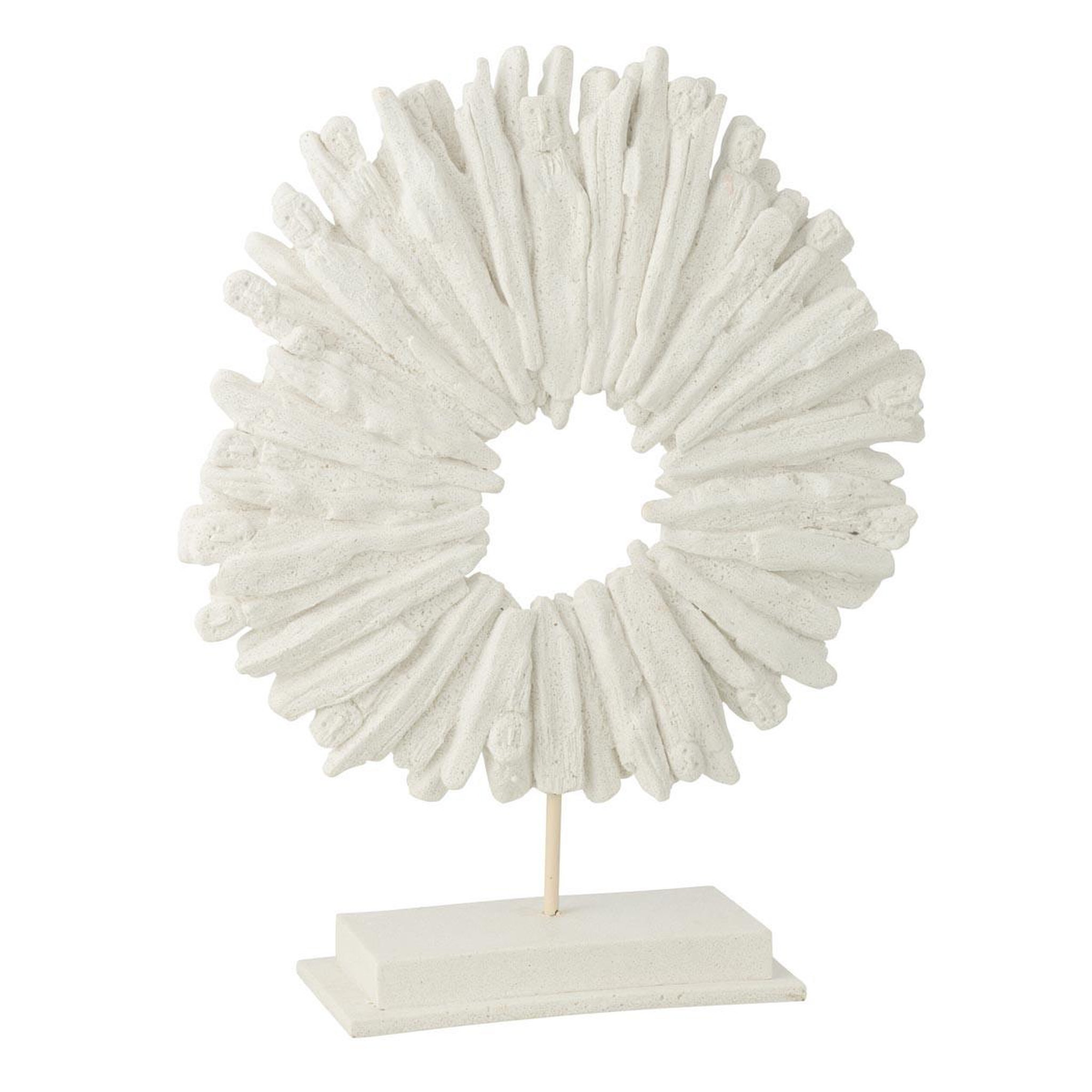 J-LINE Cercle déco sur socle  oce  44cm blanc