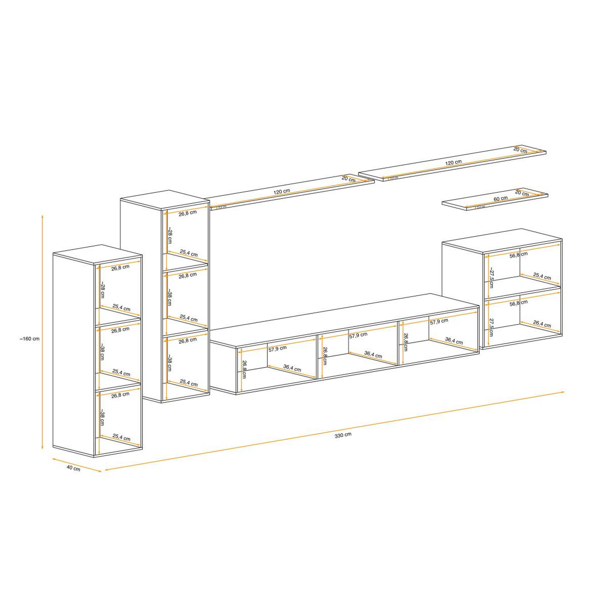 Voir la diapositive 4 : Paris Prix Meuble tv mural design  switch i  330cm naturel