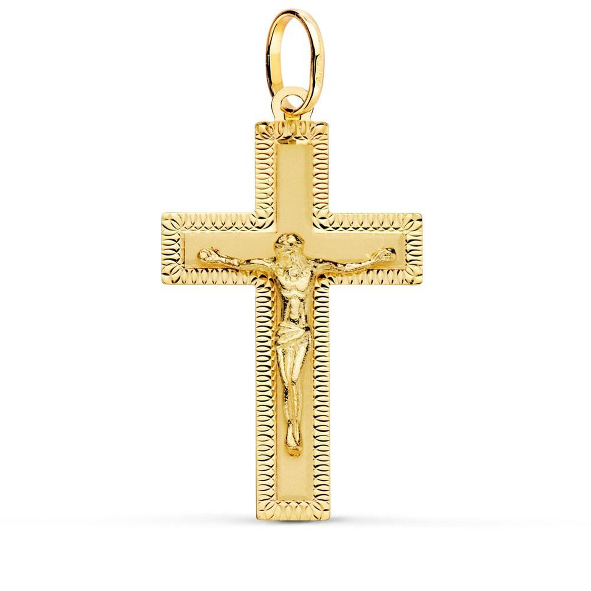 L'ATELIER D'AZUR Pendentif  - Médaille Christ sur la Croix Or 18 Carats 750 Jaune - Chaines Offertes