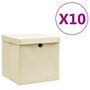 Voir la diapositive 1 : VIDAXL Boîtes de rangement avec couvercles 10 pcs 28x28x28 cm Creme