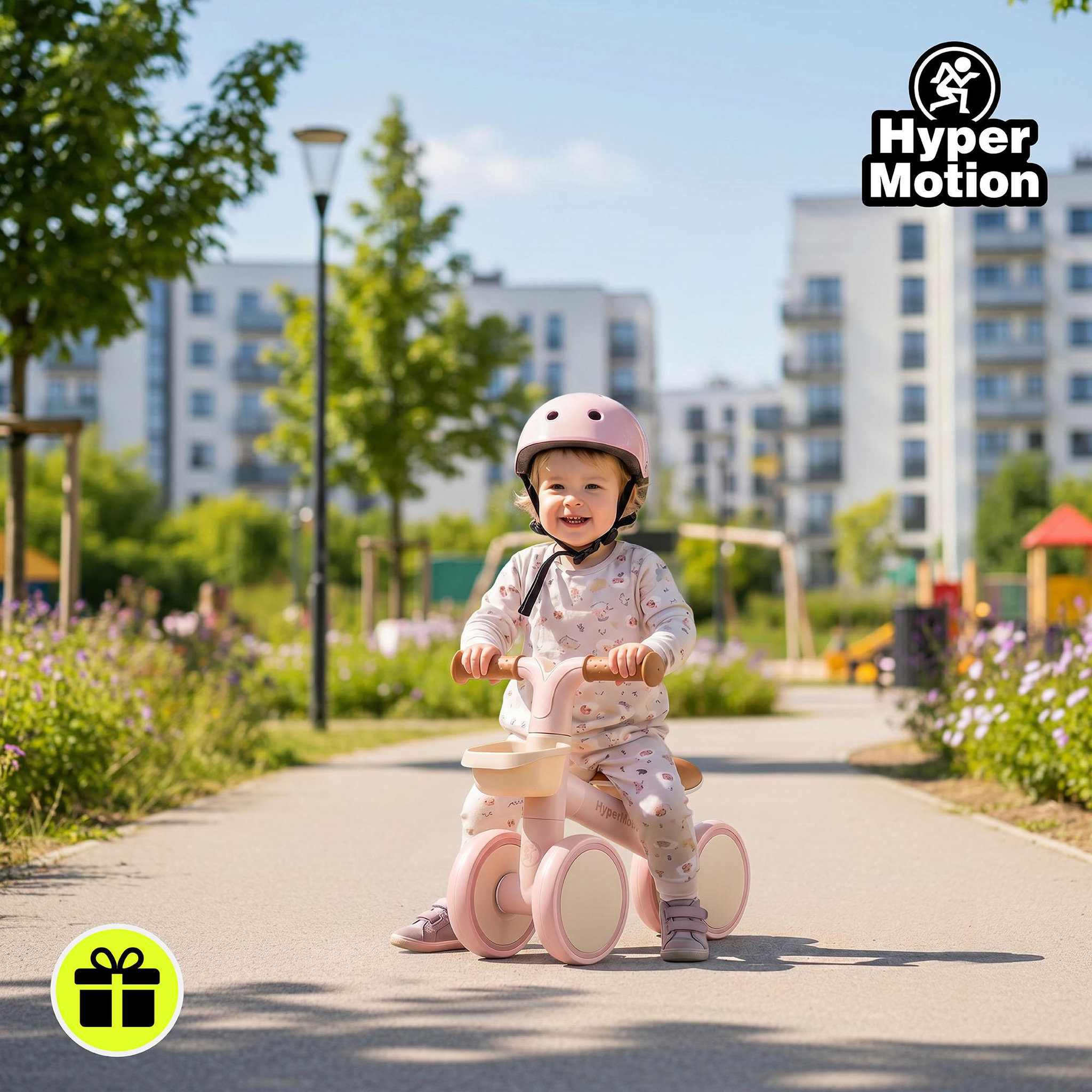 Voir la diapositive 2 : HYPERMOTION Draisienne enfant 4 roues HyperMotion Tobi Mini rose avec panier 12-36 mois